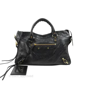 Balenciaga Classic City Bag Black Calfskin Gold Hardware