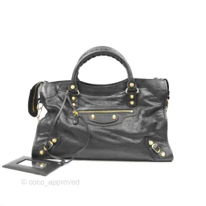 Balenciaga Classic City Bag Black Calfskin Gold Hardware