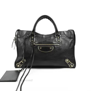 Balenciaga Classic City Bag Black Calfskin Gold Hardware