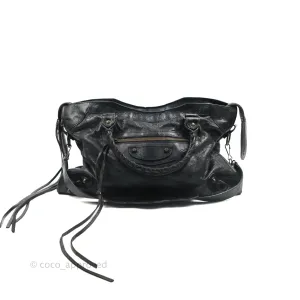 Balenciaga Classic City Bag Black Calfskin Ruthenium Hardware