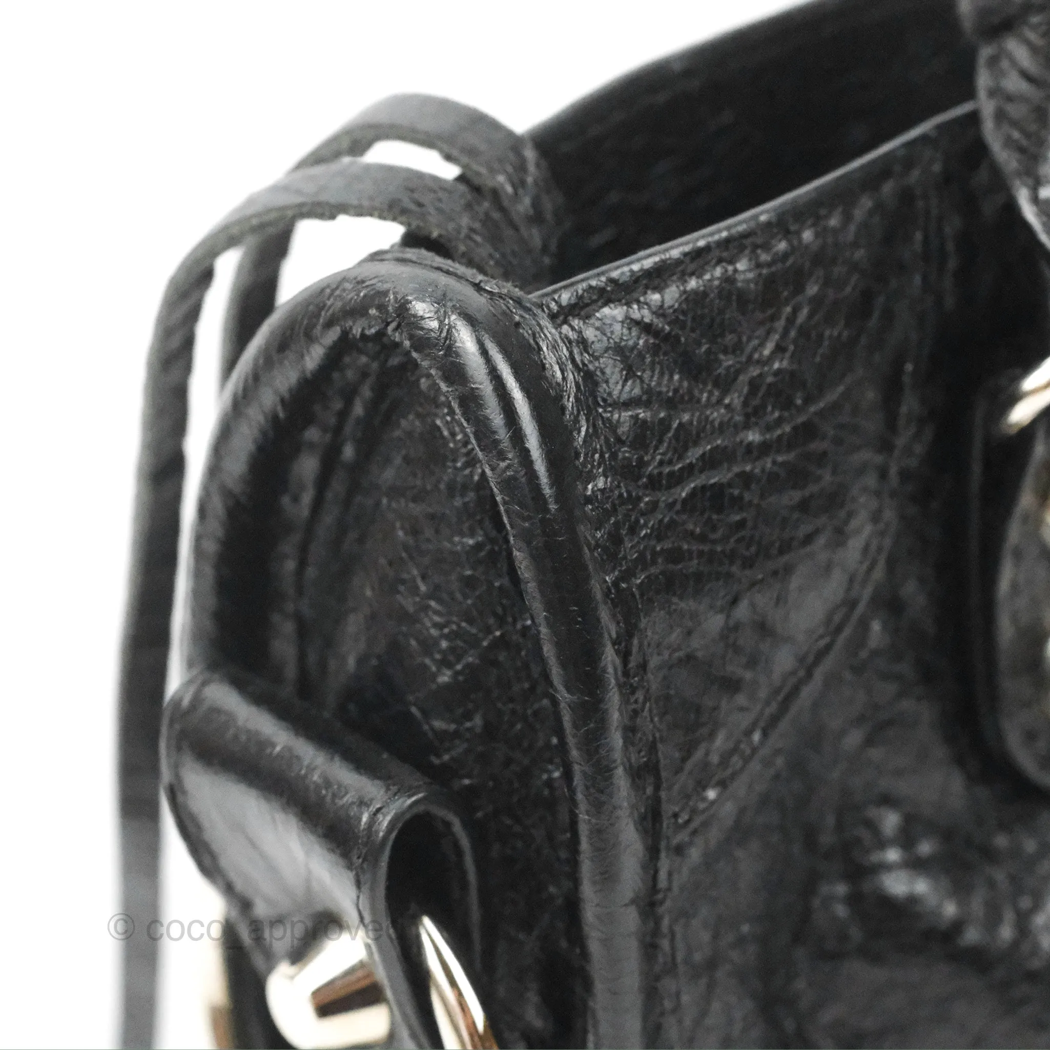 Balenciaga Classic Mini City Bag Black Aged Calfskin Silver Hardware