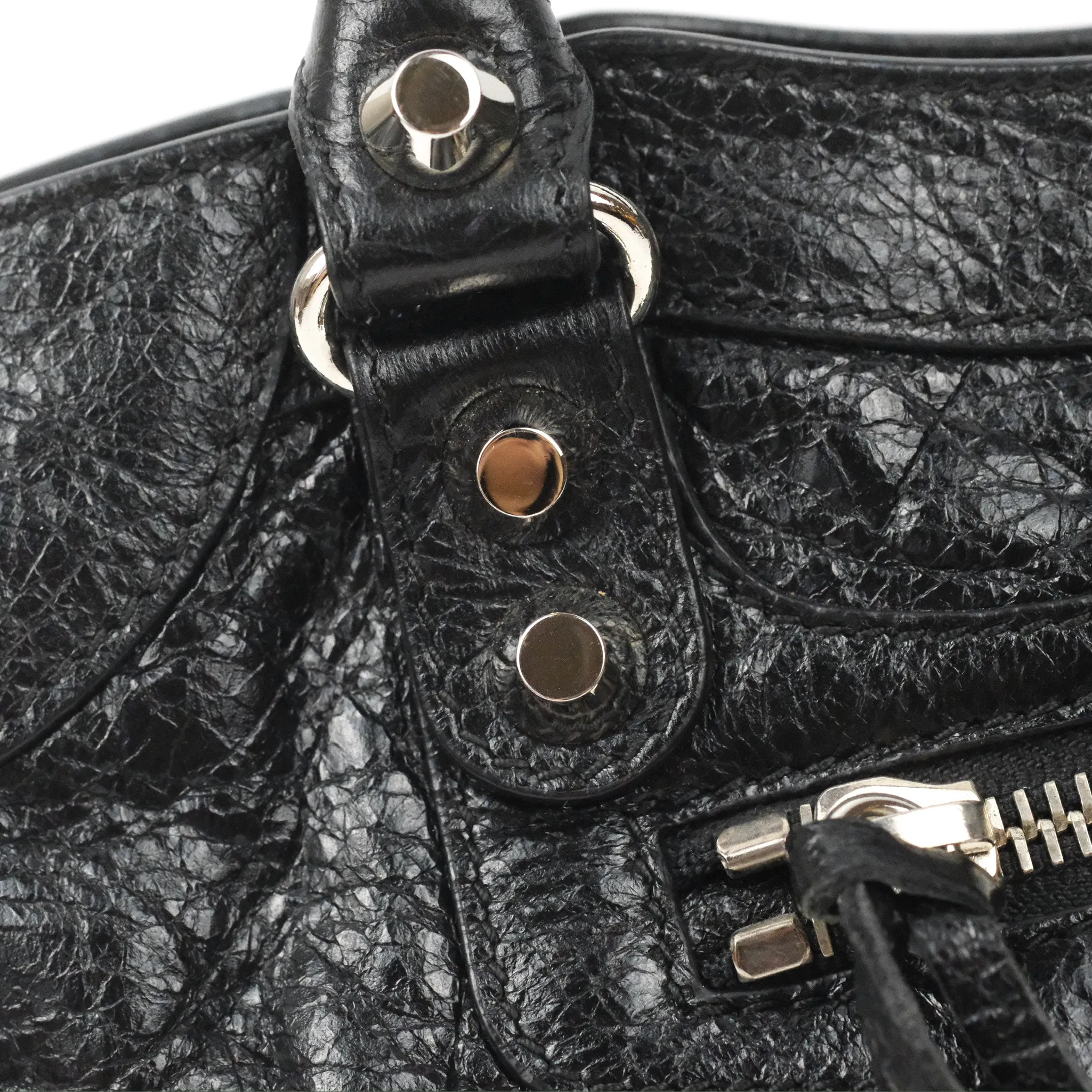 Balenciaga Classic Mini City Bag Black Aged Calfskin Silver Hardware