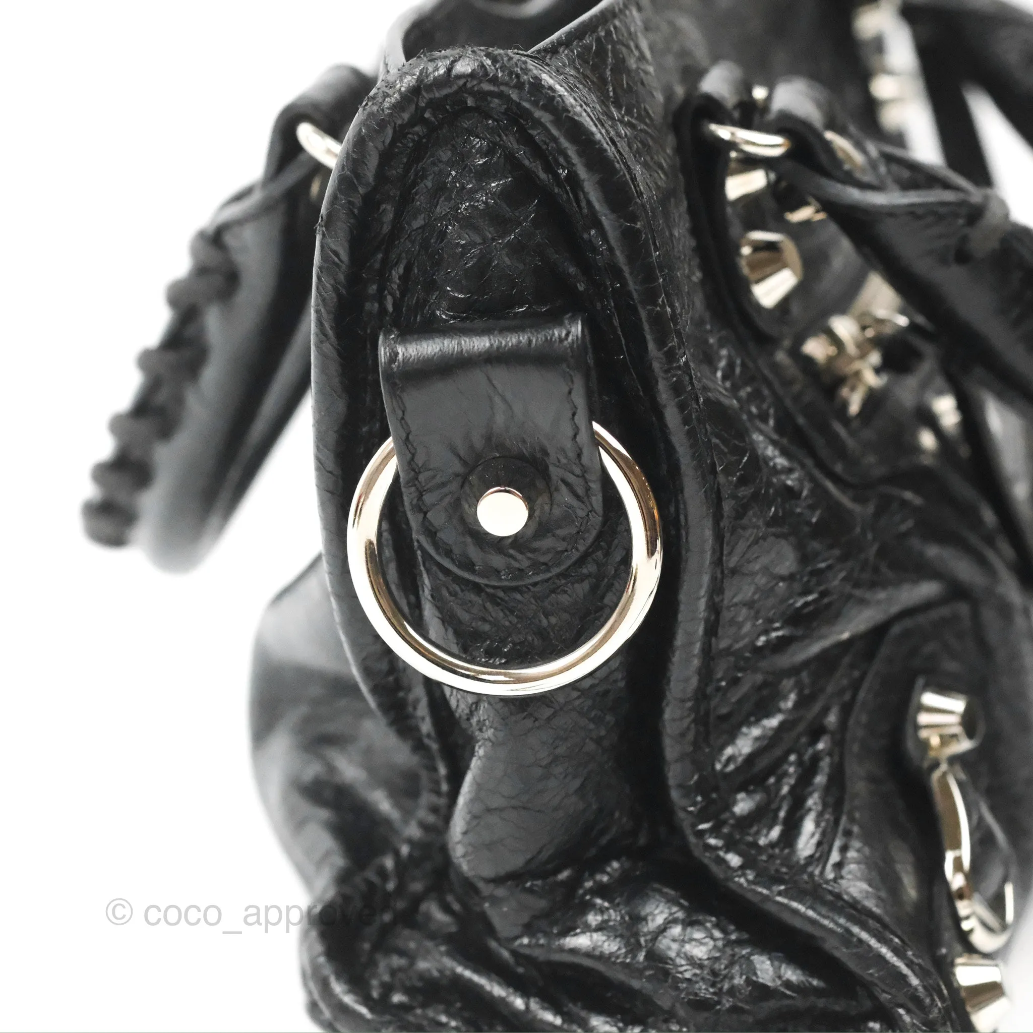 Balenciaga Classic Mini City Bag Black Aged Calfskin Silver Hardware