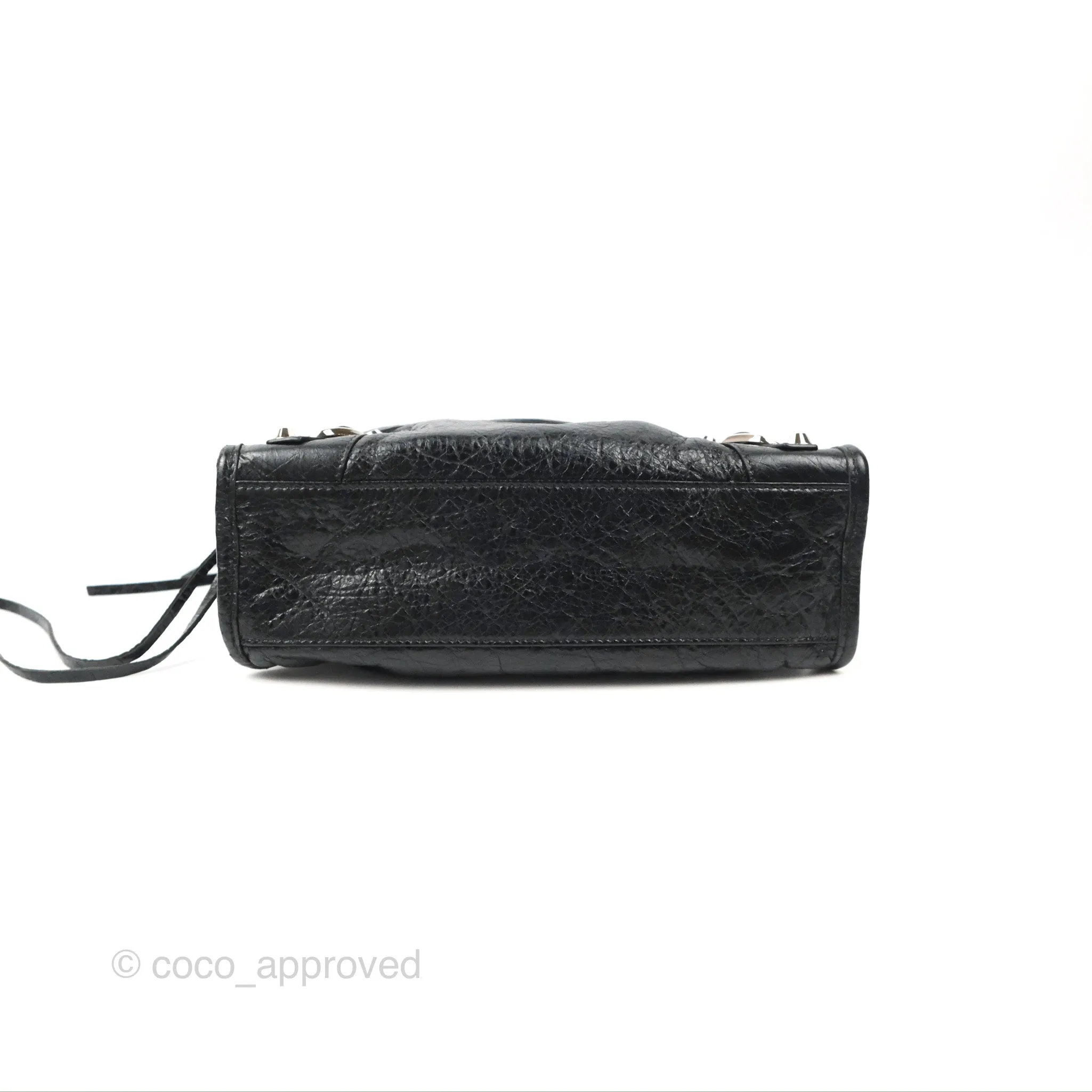 Balenciaga Classic Mini City Bag Black Aged Calfskin Silver Hardware
