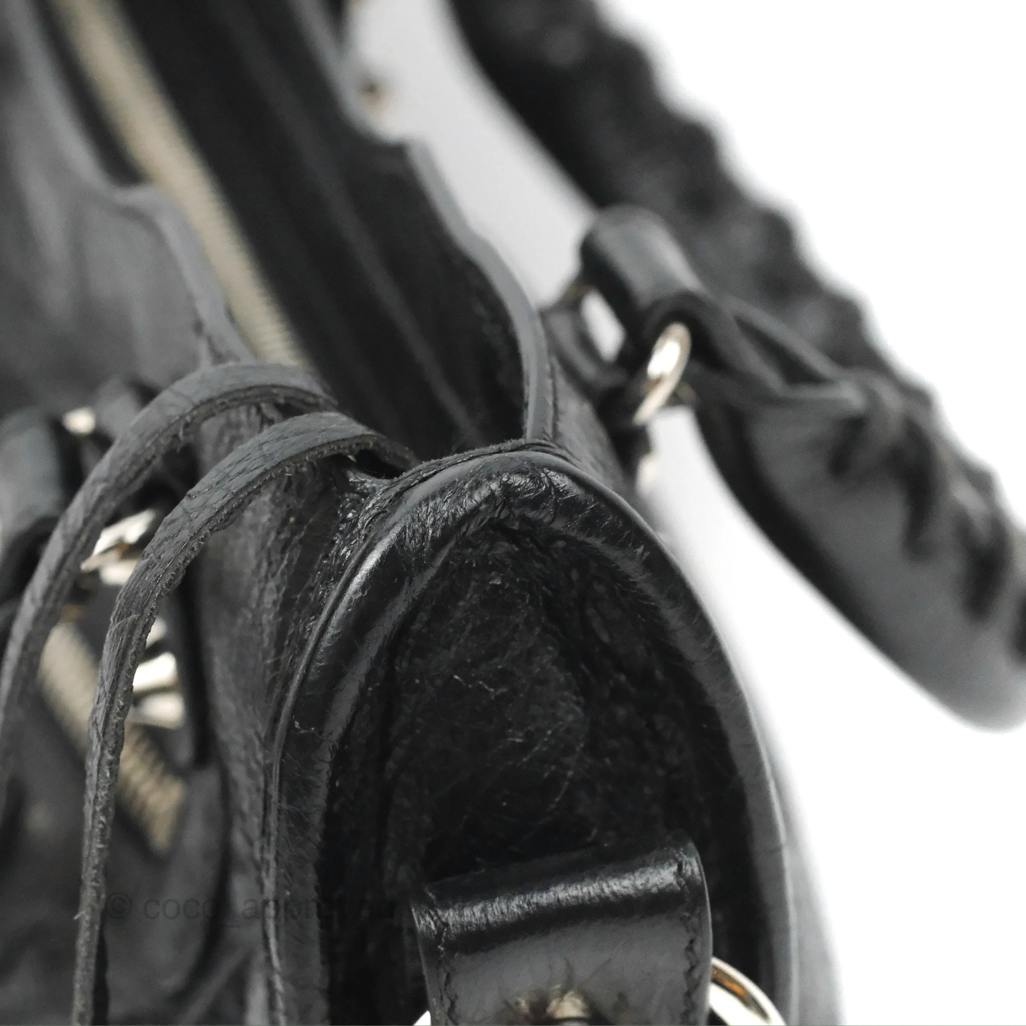 Balenciaga Classic Mini City Bag Black Aged Calfskin Silver Hardware