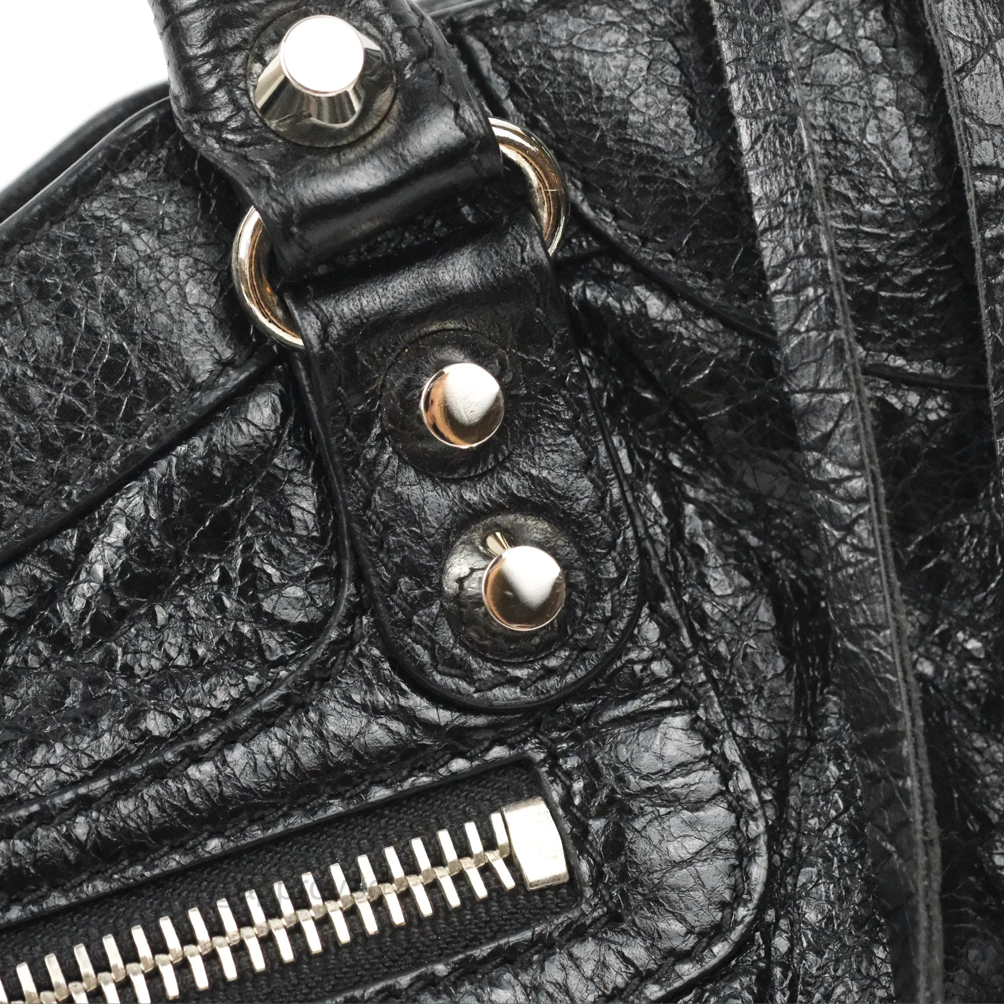 Balenciaga Classic Mini City Bag Black Aged Calfskin Silver Hardware