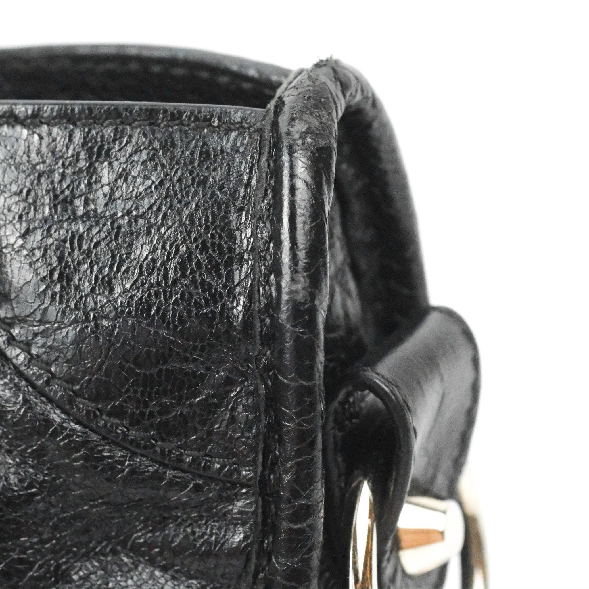 Balenciaga Classic Mini City Bag Black Aged Calfskin Silver Hardware
