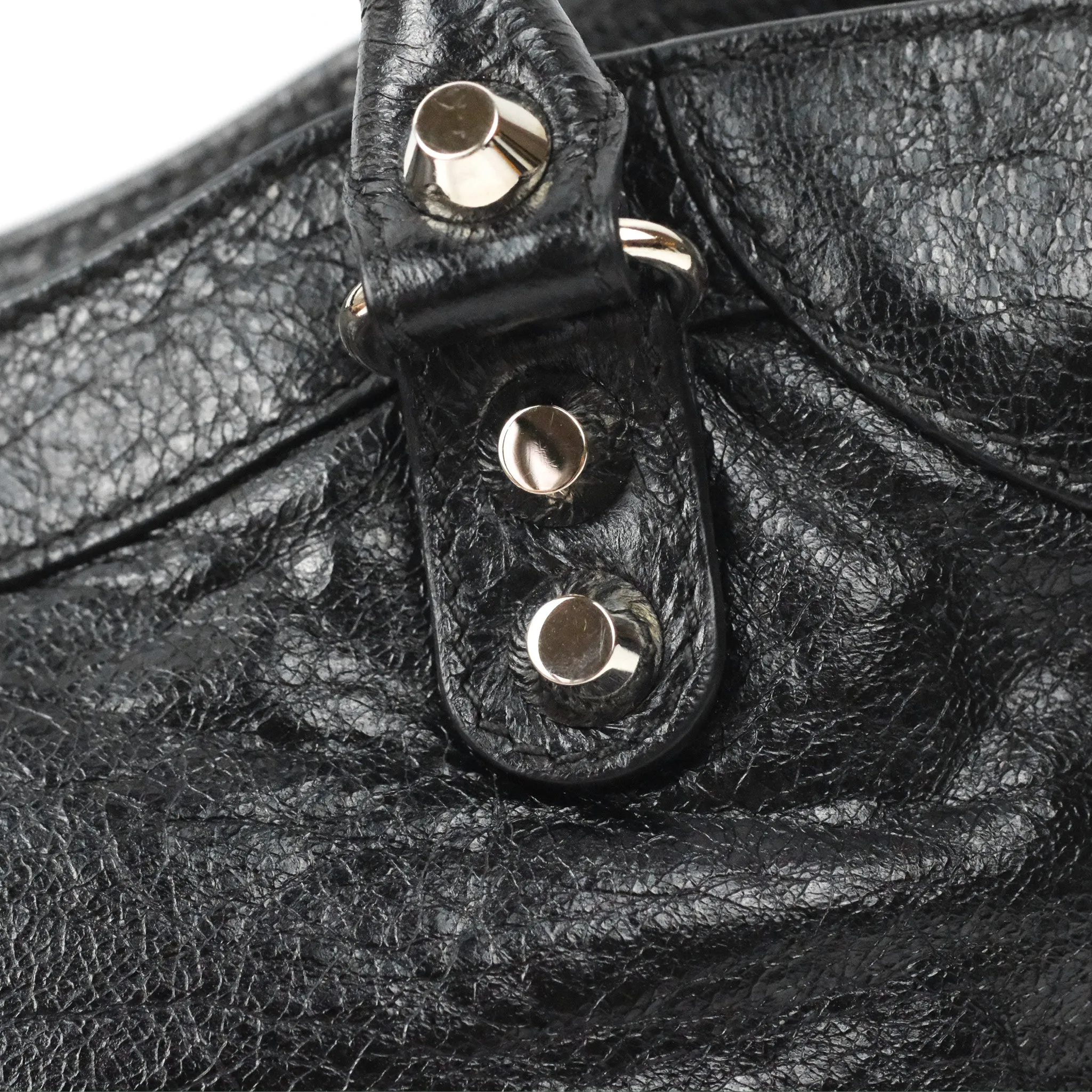 Balenciaga Classic Mini City Bag Black Aged Calfskin Silver Hardware