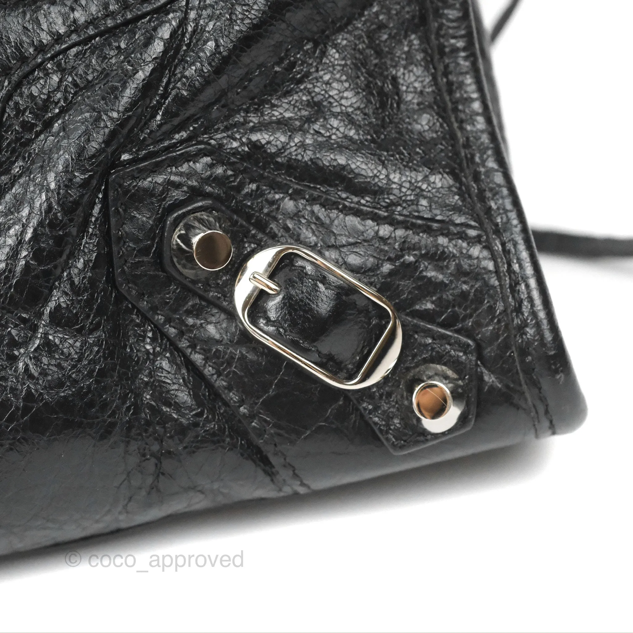 Balenciaga Classic Mini City Bag Black Aged Calfskin Silver Hardware