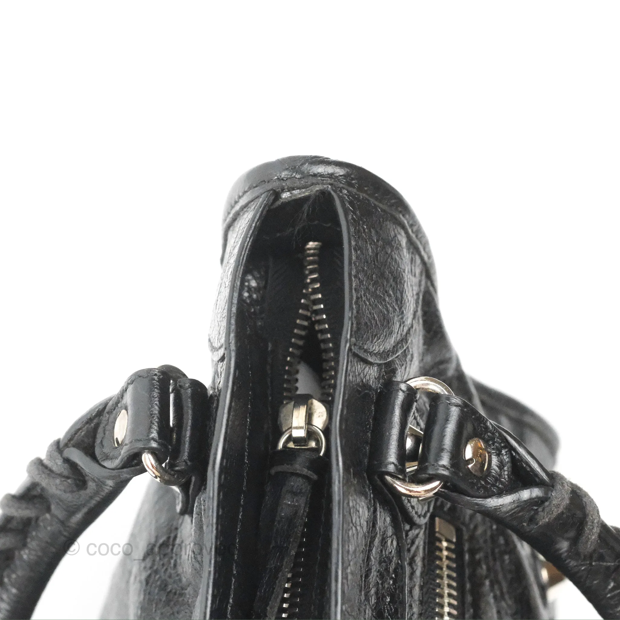 Balenciaga Classic Mini City Bag Black Aged Calfskin Silver Hardware