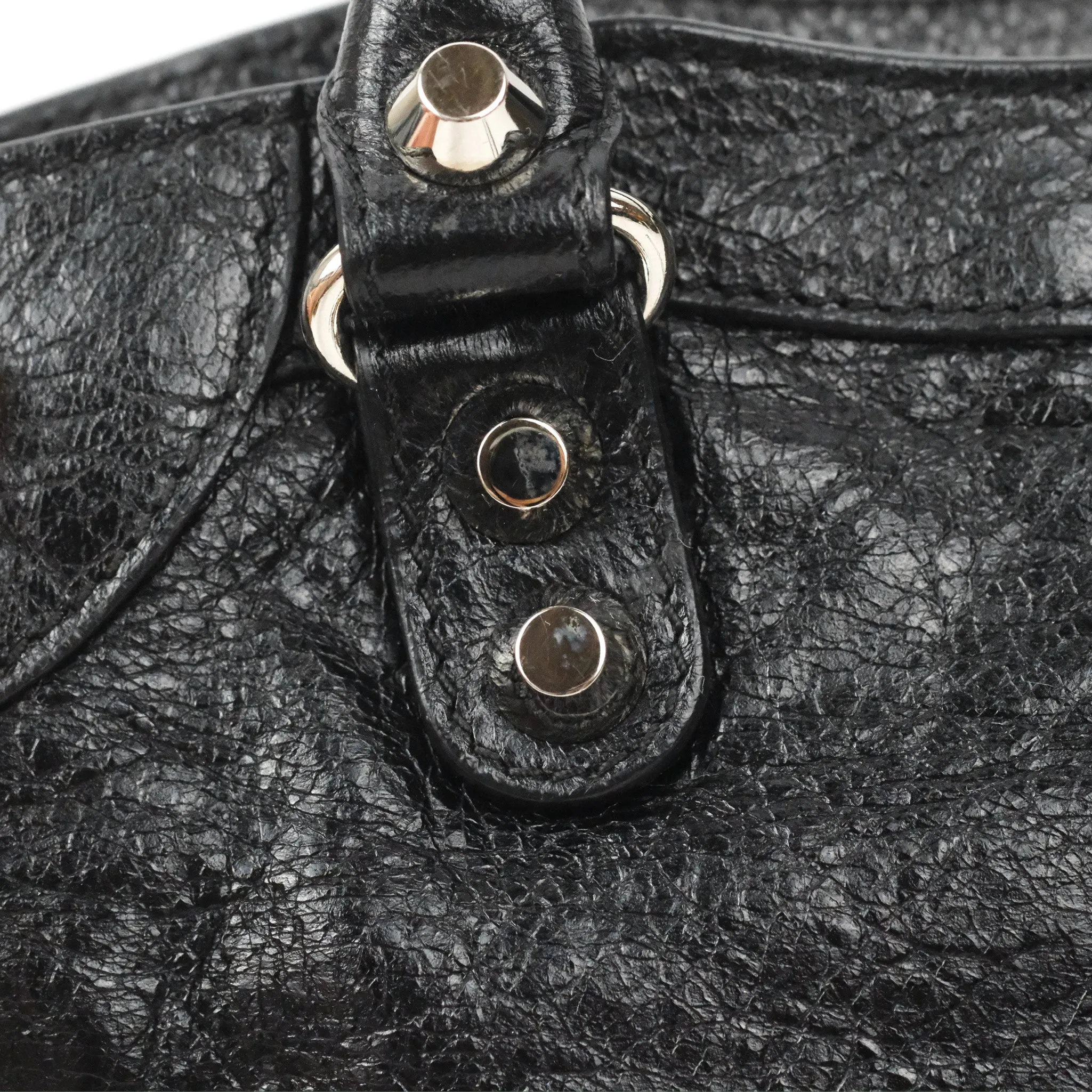 Balenciaga Classic Mini City Bag Black Aged Calfskin Silver Hardware