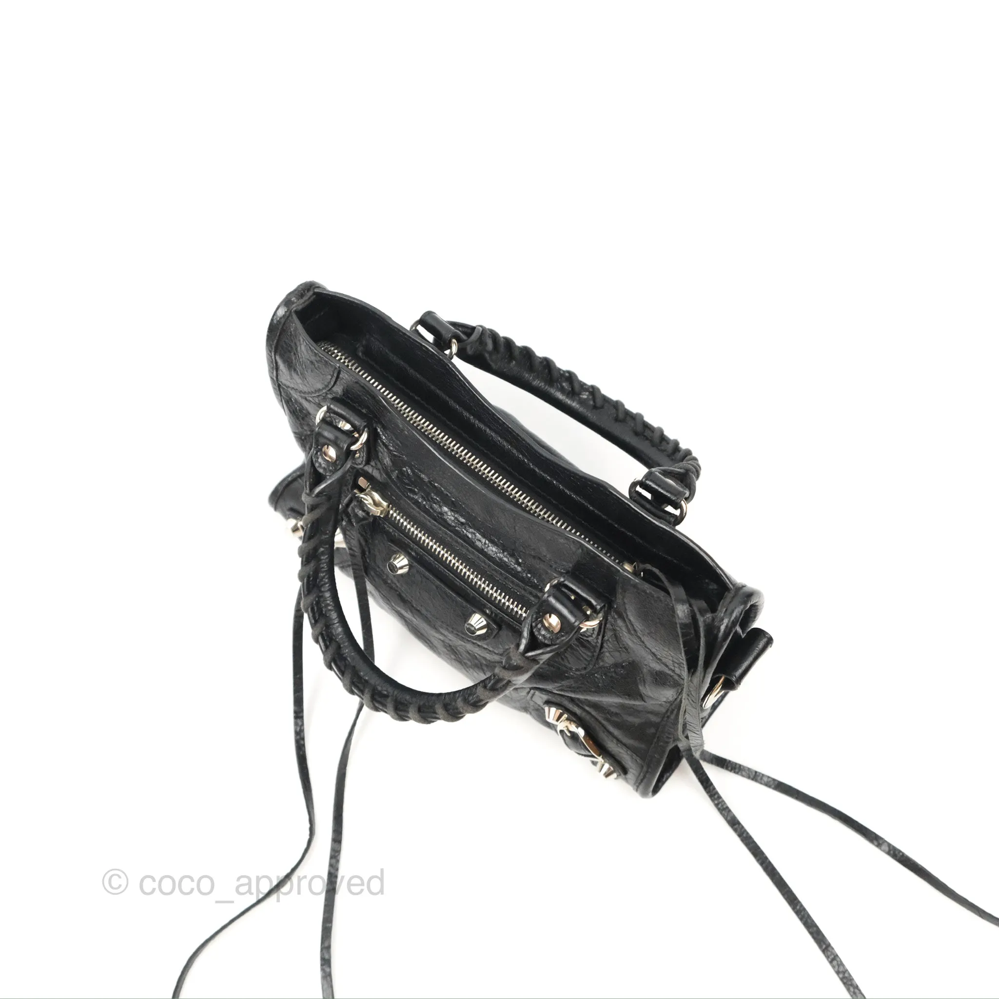 Balenciaga Classic Mini City Bag Black Aged Calfskin Silver Hardware