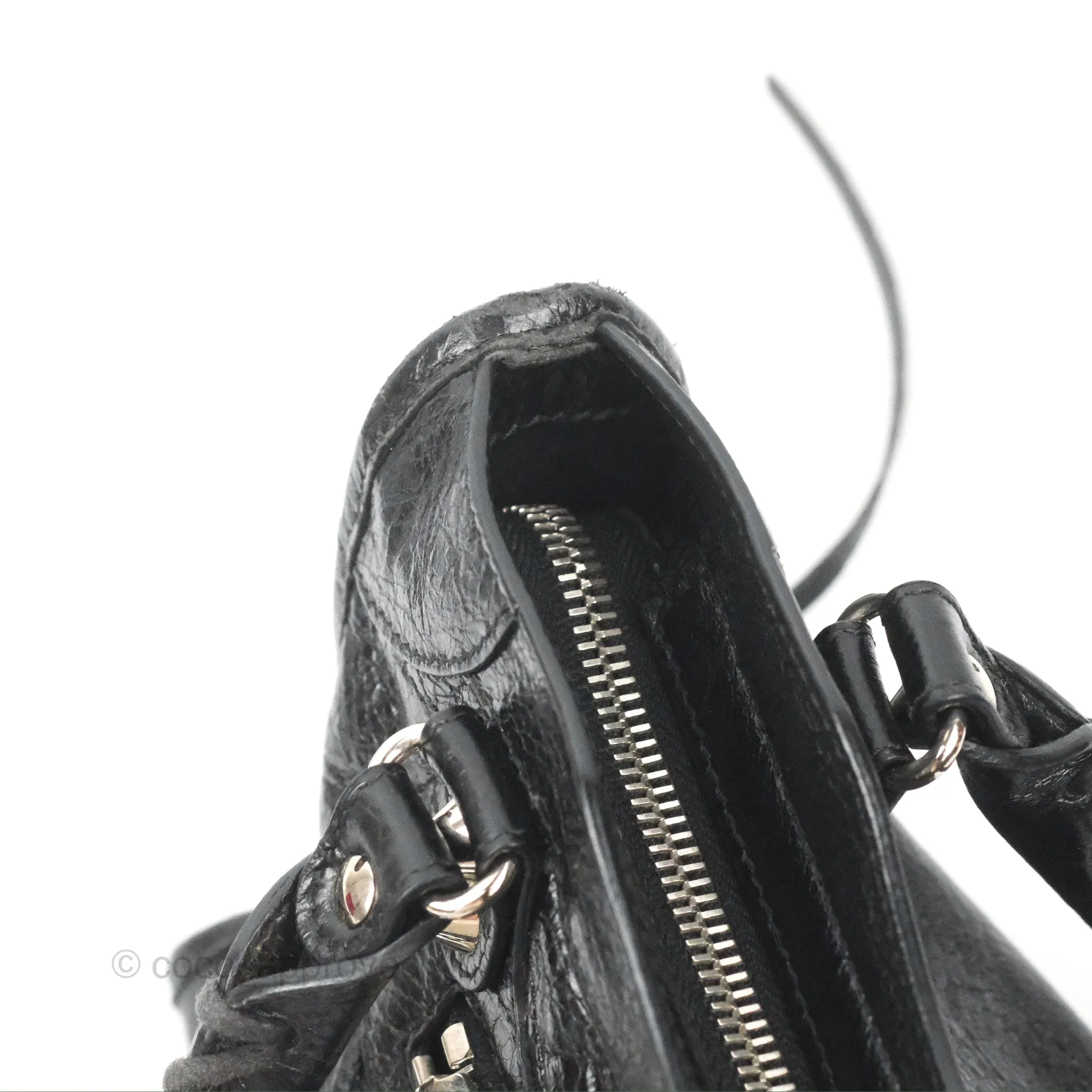 Balenciaga Classic Mini City Bag Black Aged Calfskin Silver Hardware