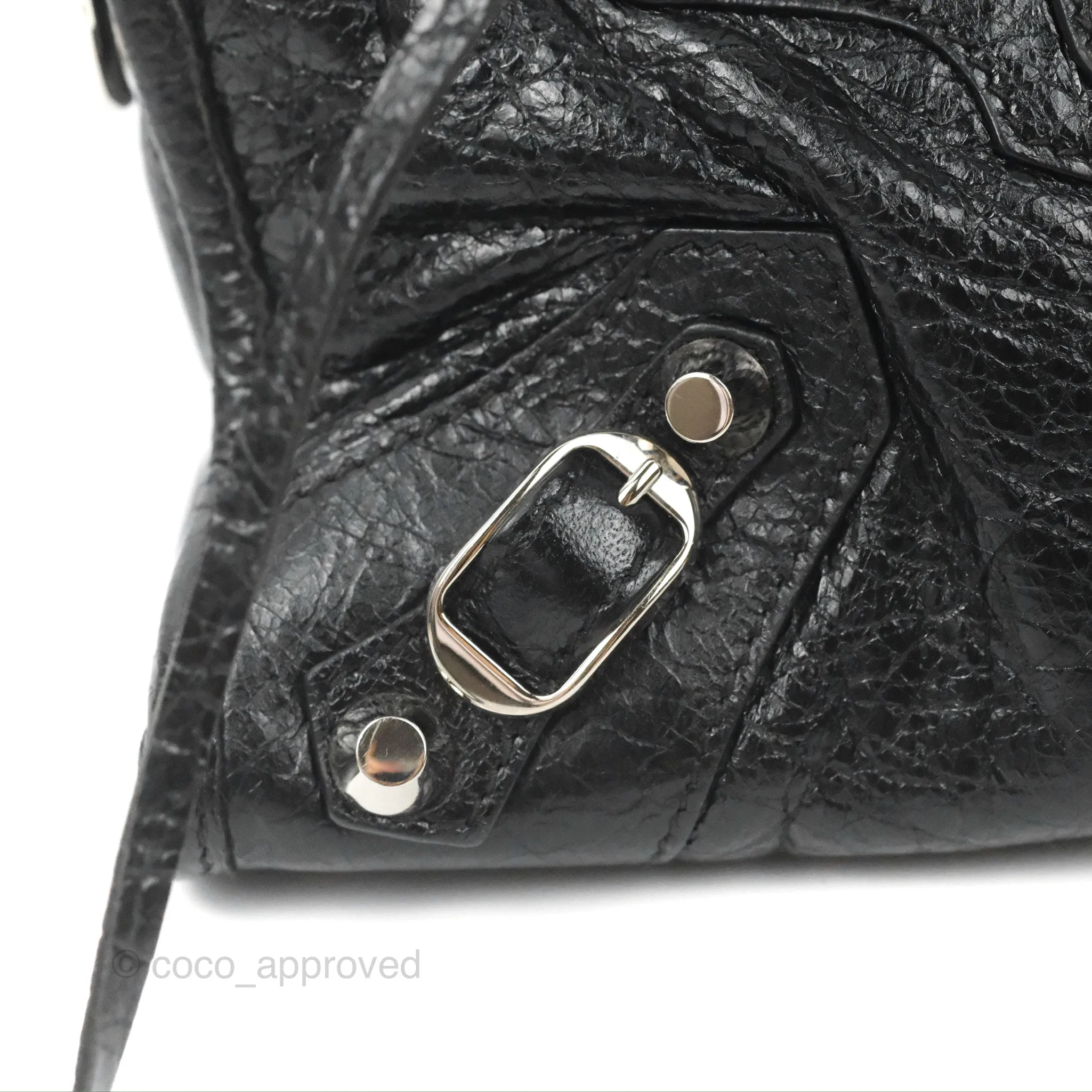 Balenciaga Classic Mini City Bag Black Aged Calfskin Silver Hardware