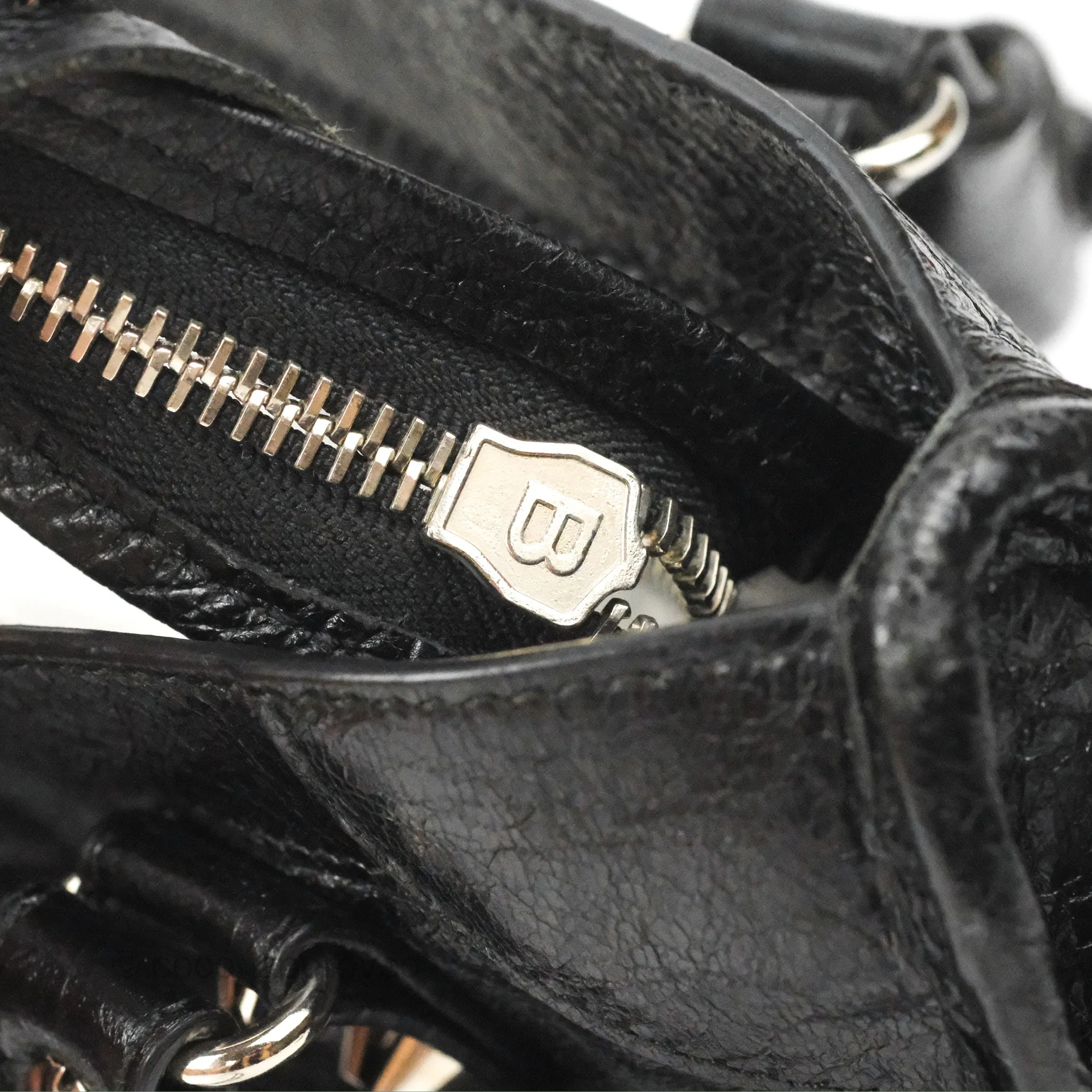 Balenciaga Classic Mini City Bag Black Aged Calfskin Silver Hardware