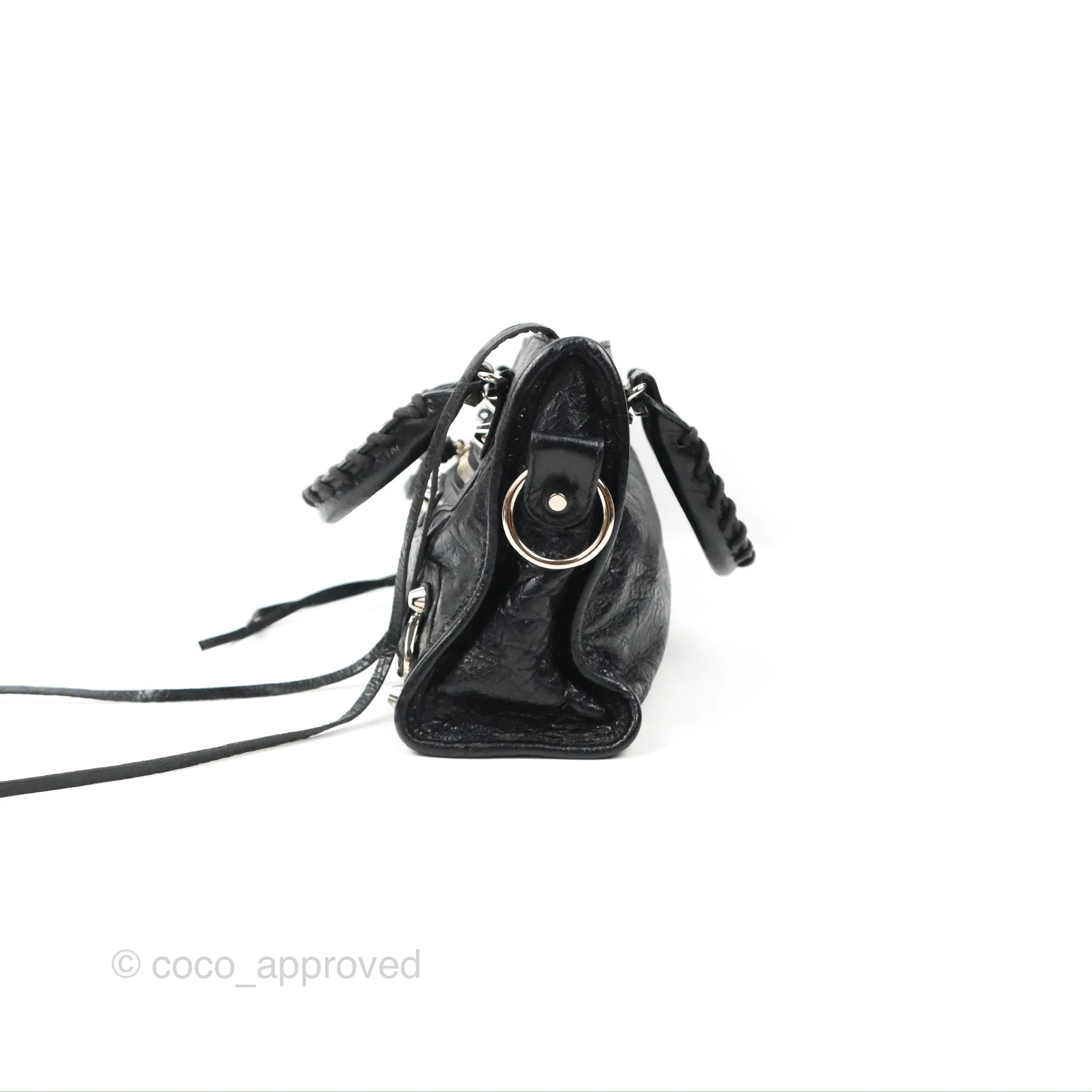Balenciaga Classic Mini City Bag Black Aged Calfskin Silver Hardware