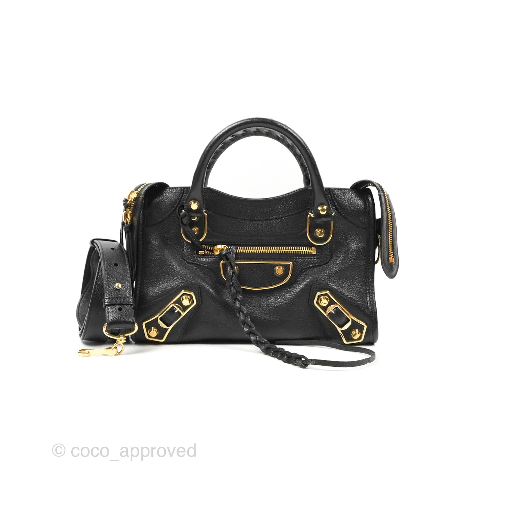 Balenciaga Classic Mini City Bag Black Grained Calfskin Gold Hardware