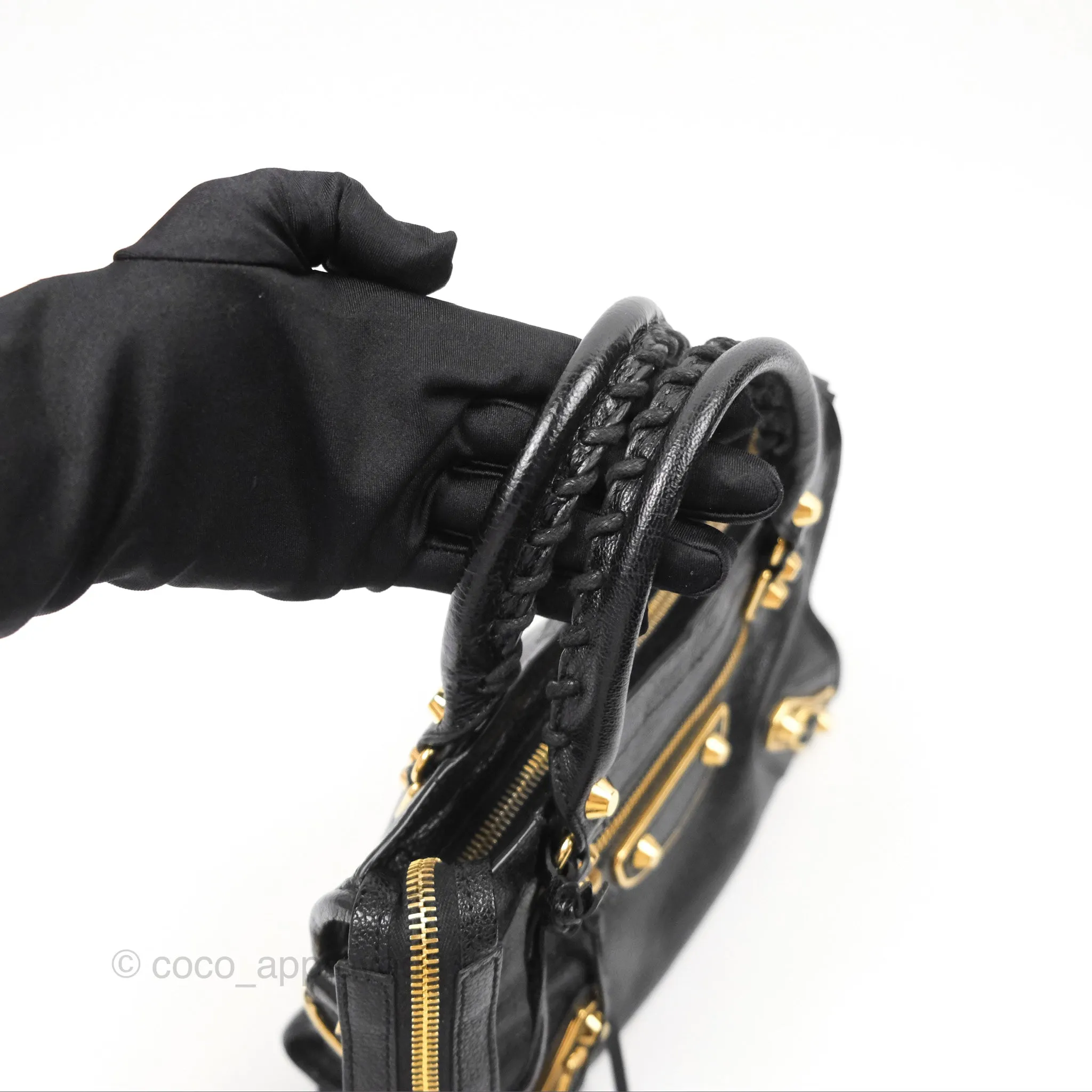 Balenciaga Classic Mini City Bag Black Grained Calfskin Gold Hardware