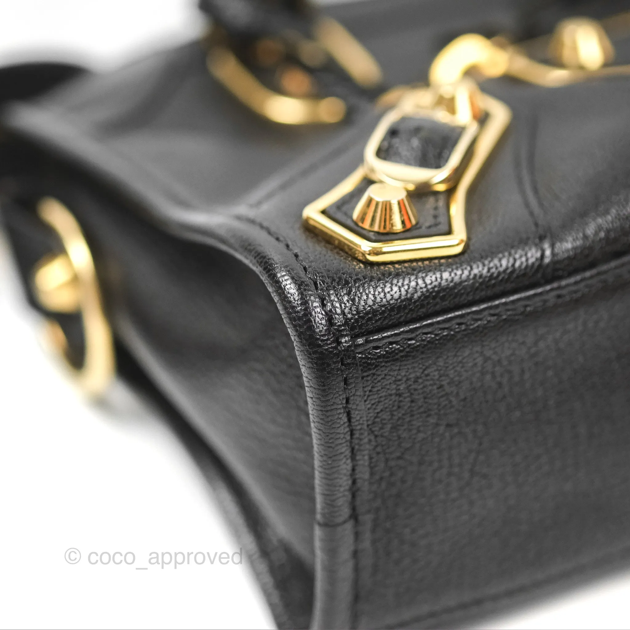 Balenciaga Classic Mini City Bag Black Grained Calfskin Gold Hardware