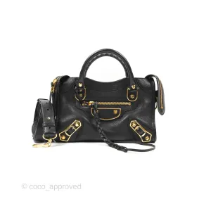 Balenciaga Classic Mini City Bag Black Grained Calfskin Gold Hardware