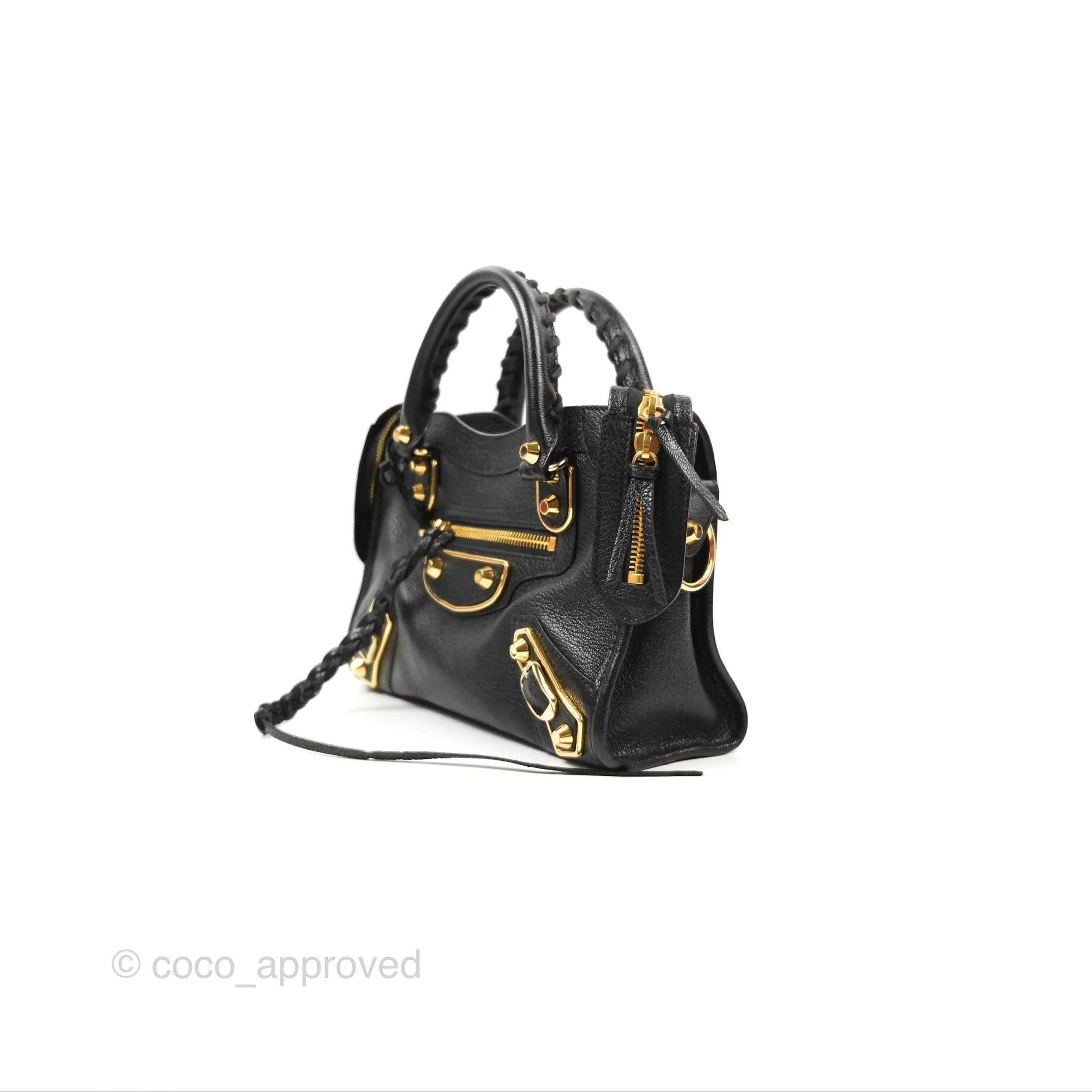 Balenciaga Classic Mini City Bag Black Grained Calfskin Gold Hardware