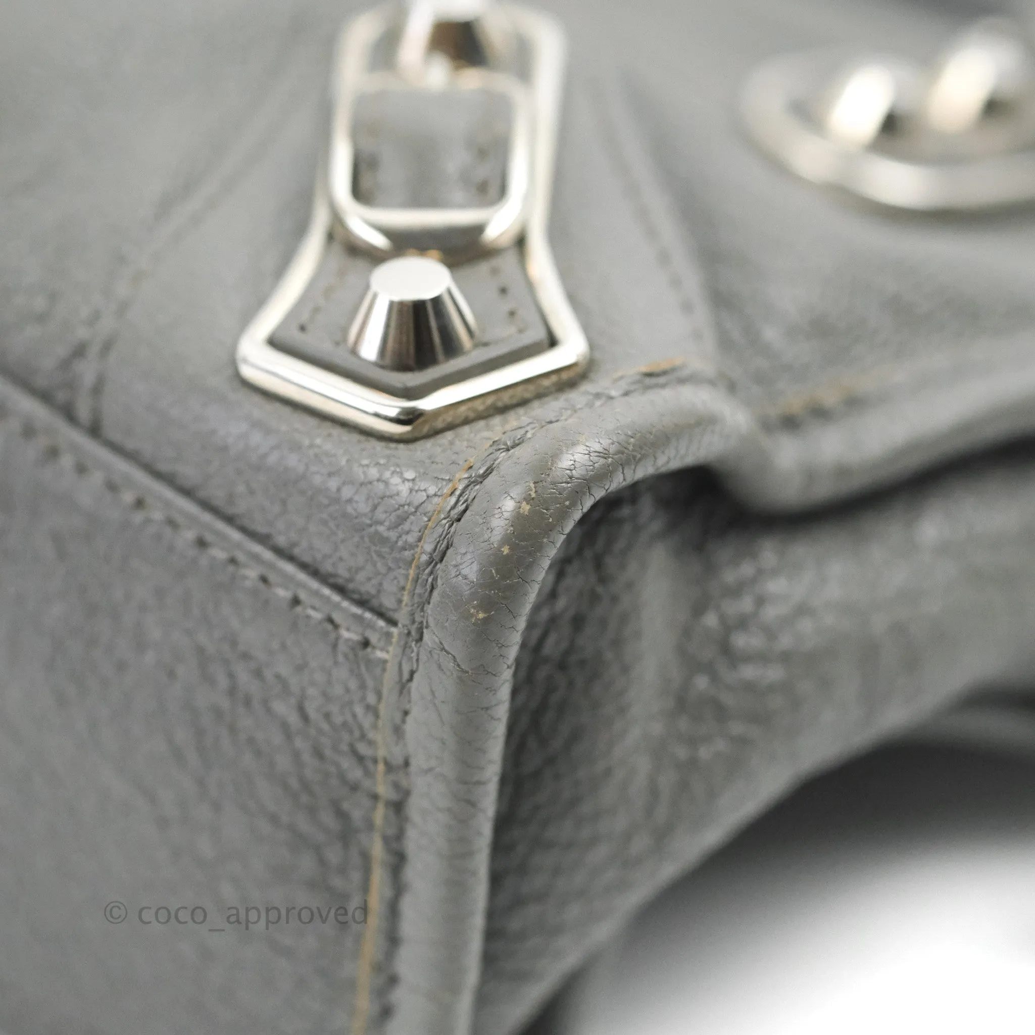 Balenciaga Classic Mini City Bag Grey Aged Calfskin Silver Hardware