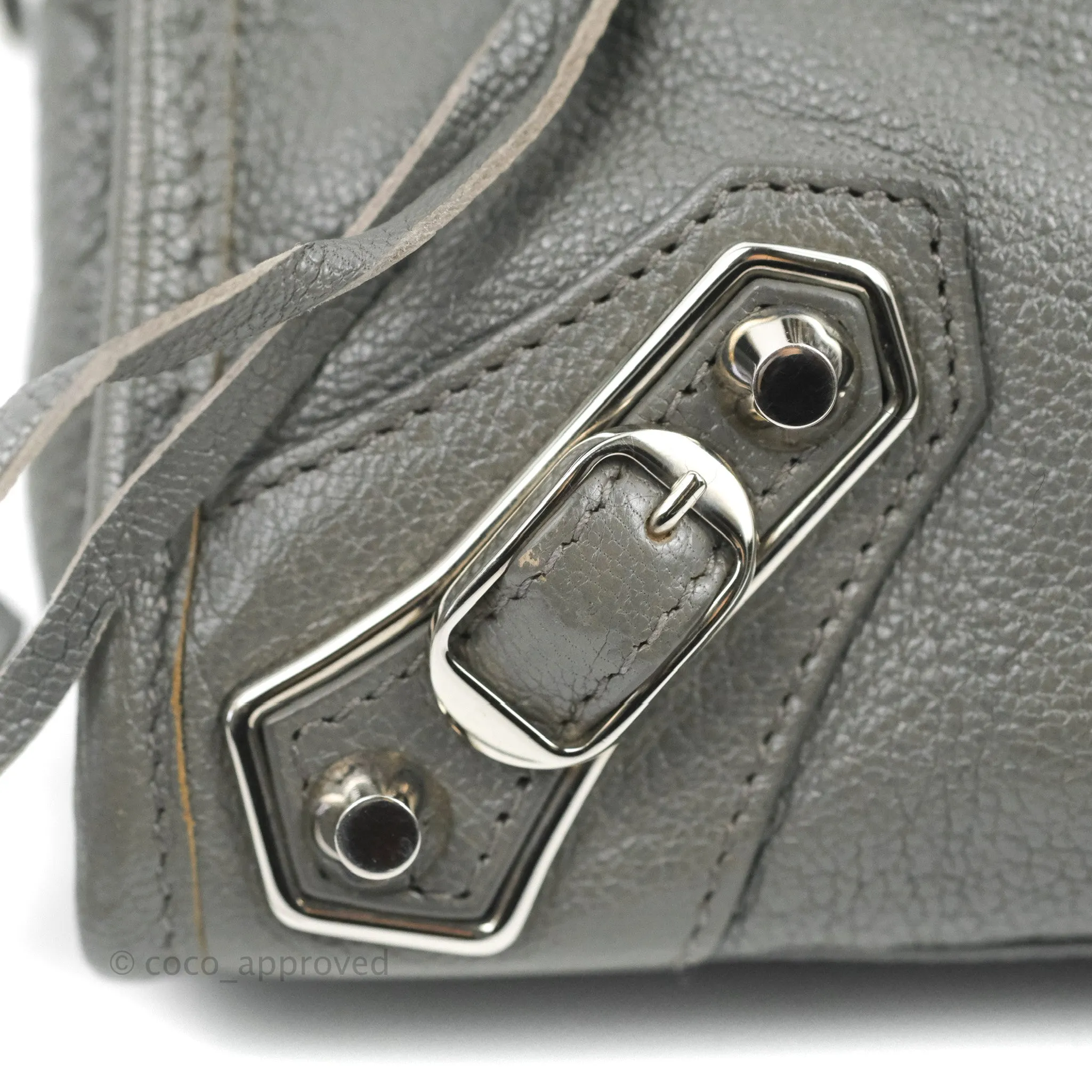 Balenciaga Classic Mini City Bag Grey Aged Calfskin Silver Hardware