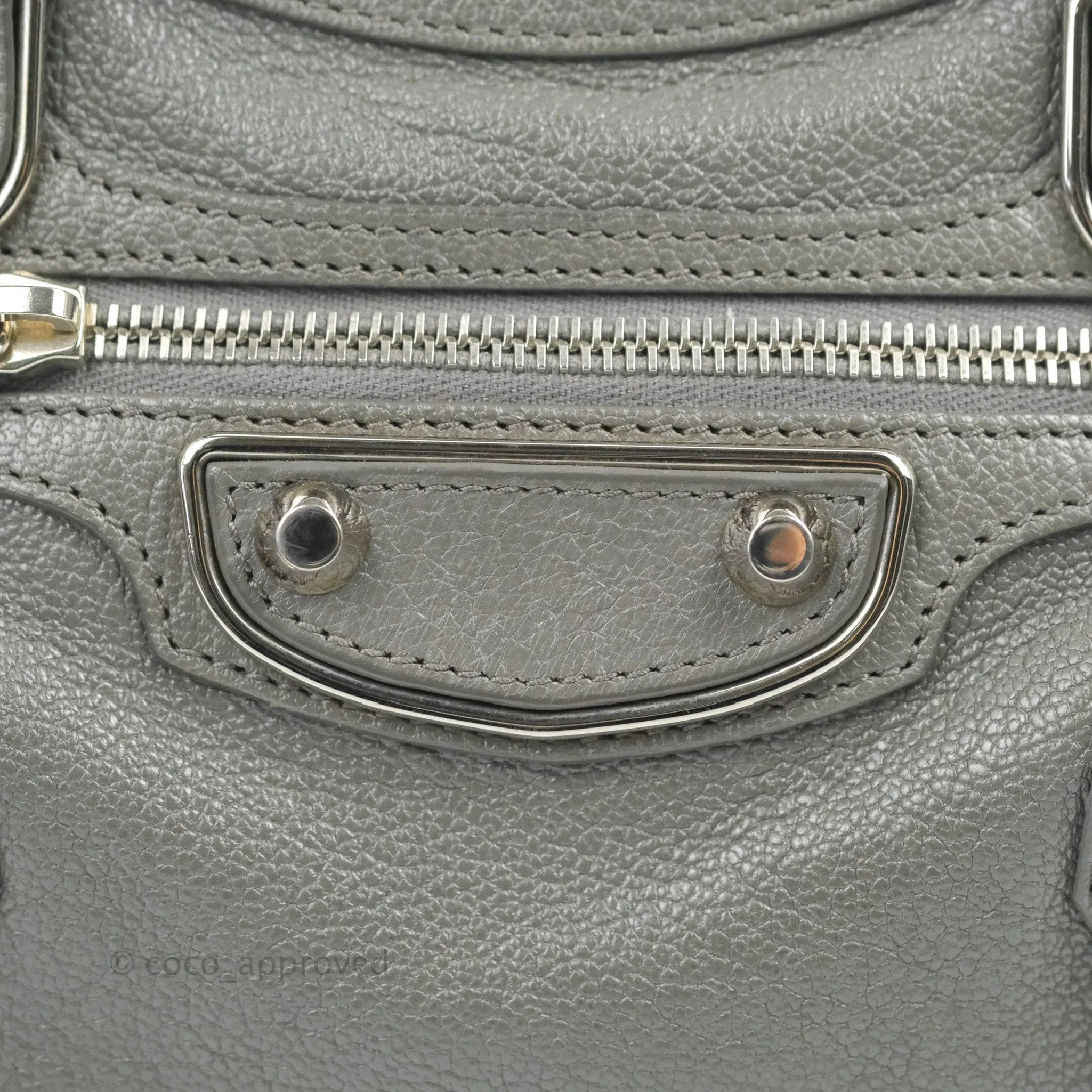 Balenciaga Classic Mini City Bag Grey Aged Calfskin Silver Hardware