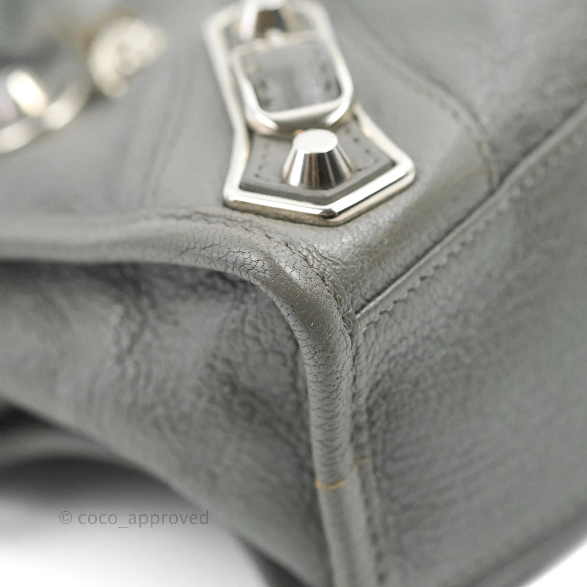 Balenciaga Classic Mini City Bag Grey Aged Calfskin Silver Hardware