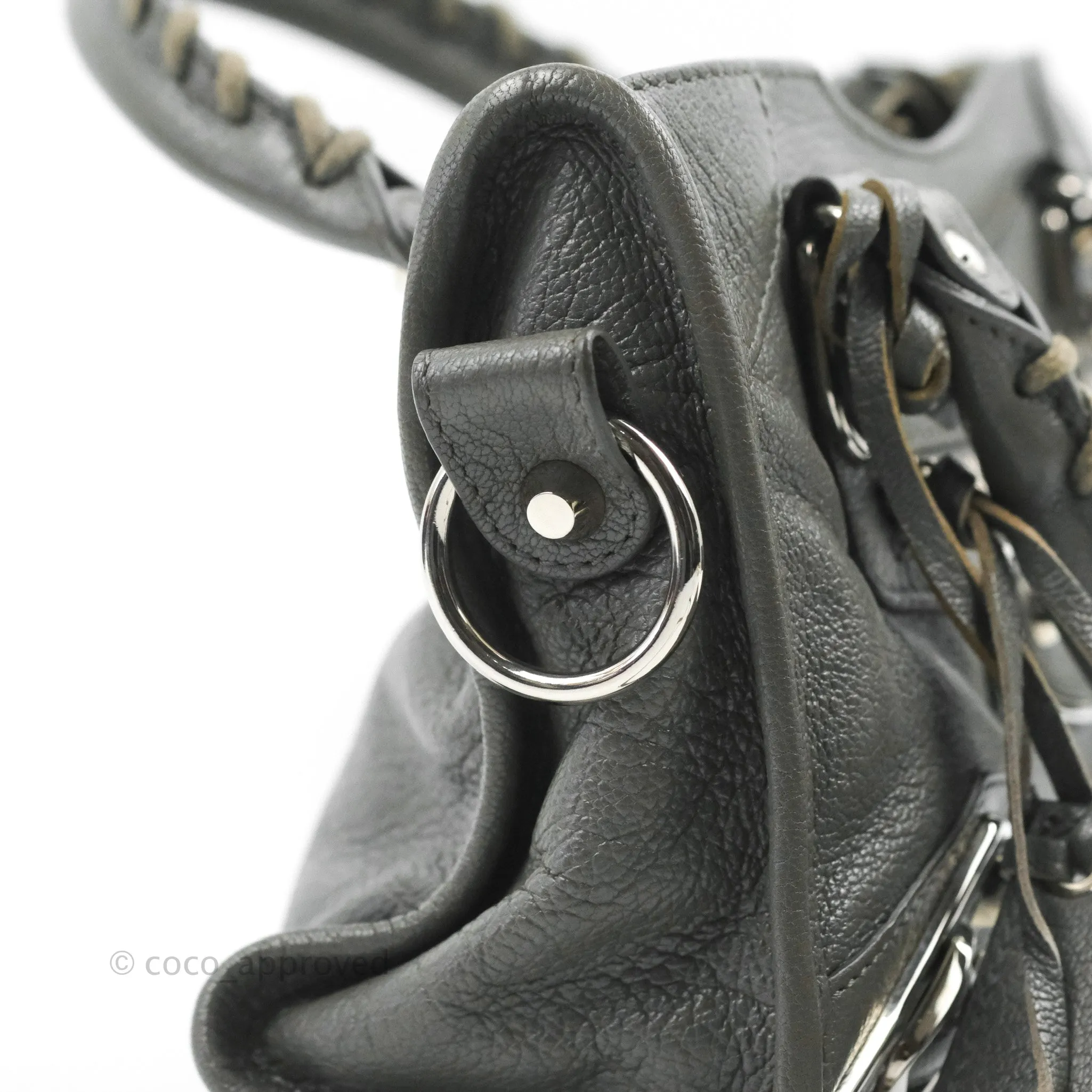 Balenciaga Classic Mini City Bag Grey Aged Calfskin Silver Hardware