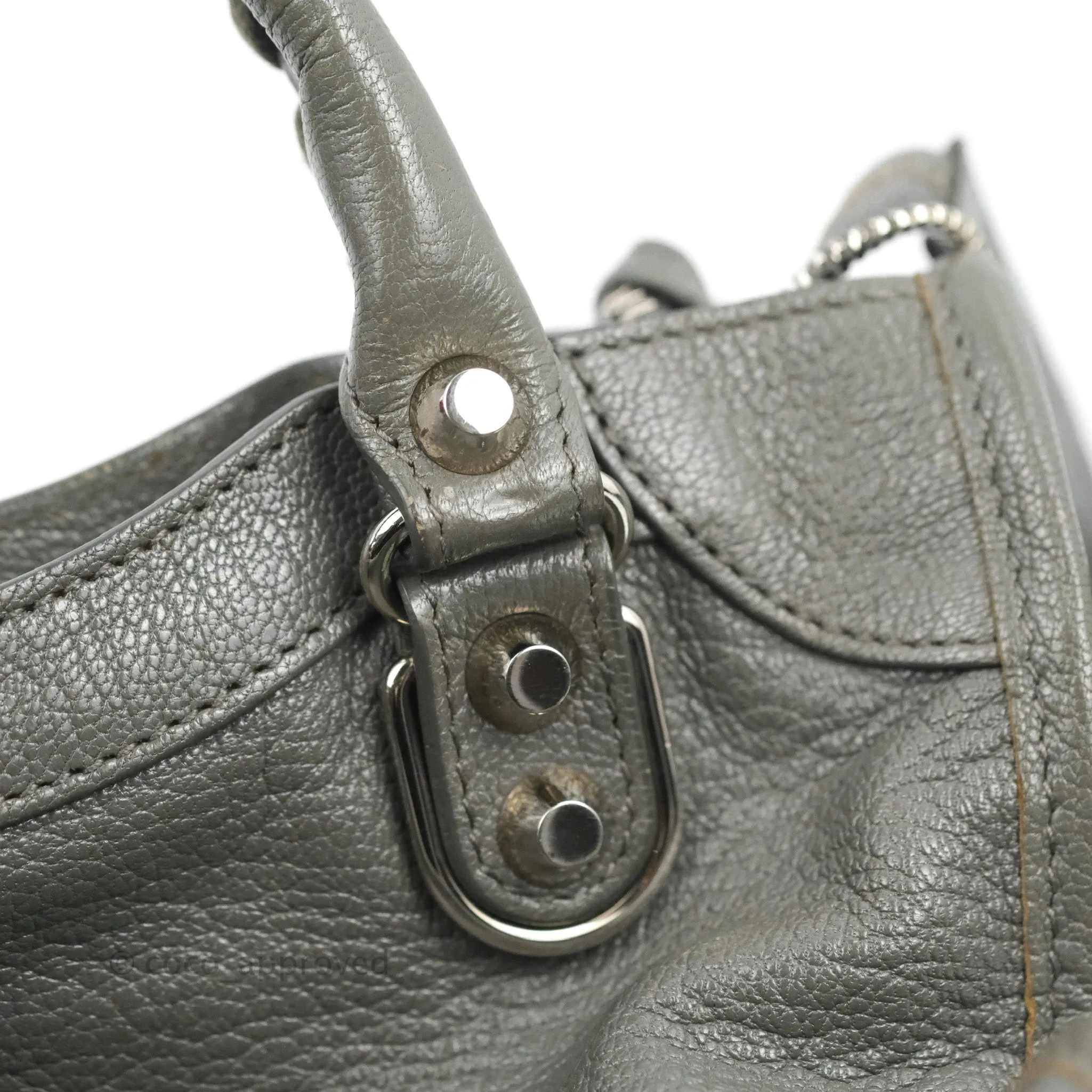 Balenciaga Classic Mini City Bag Grey Aged Calfskin Silver Hardware