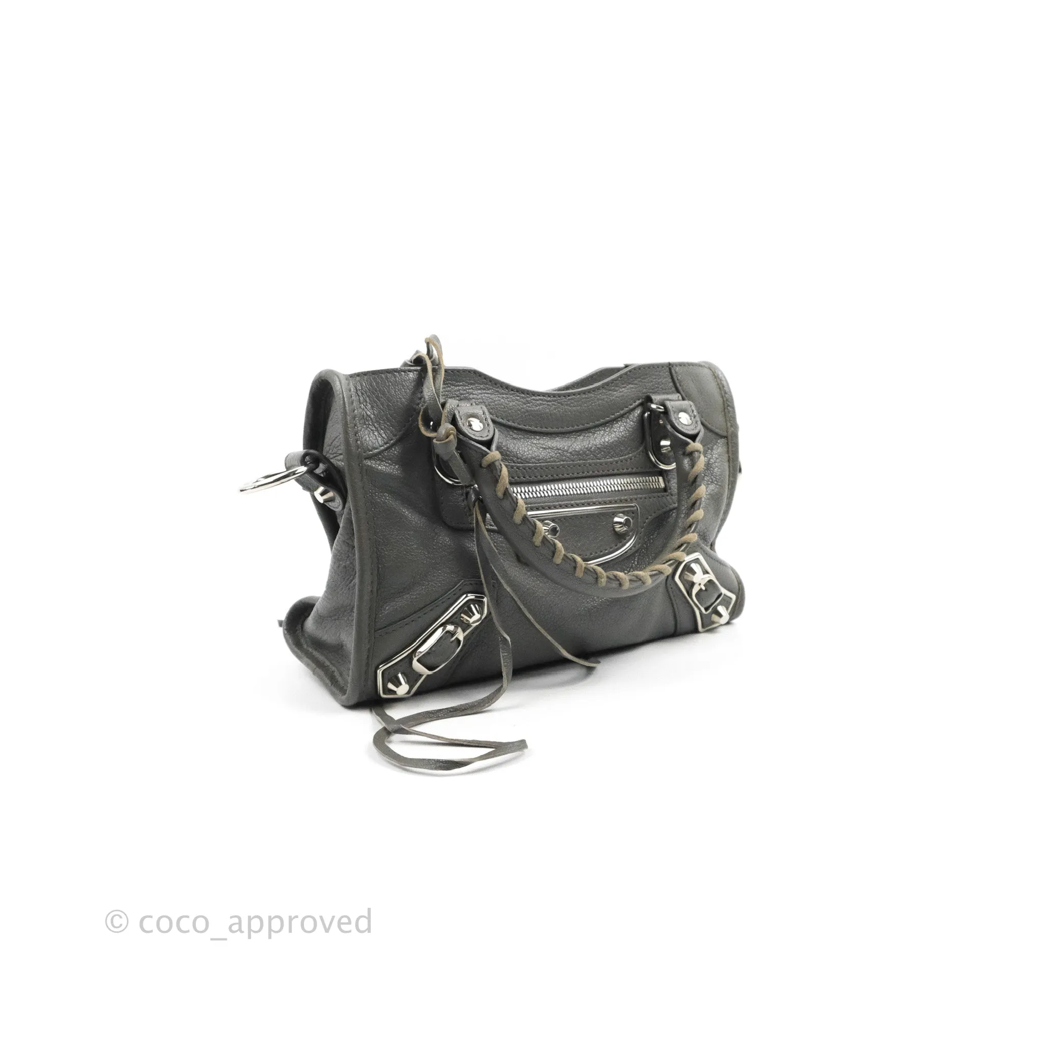 Balenciaga Classic Mini City Bag Grey Aged Calfskin Silver Hardware