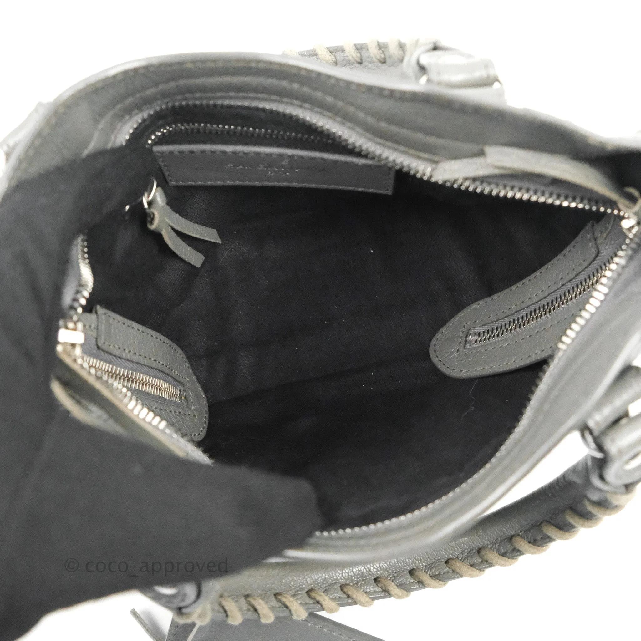 Balenciaga Classic Mini City Bag Grey Aged Calfskin Silver Hardware