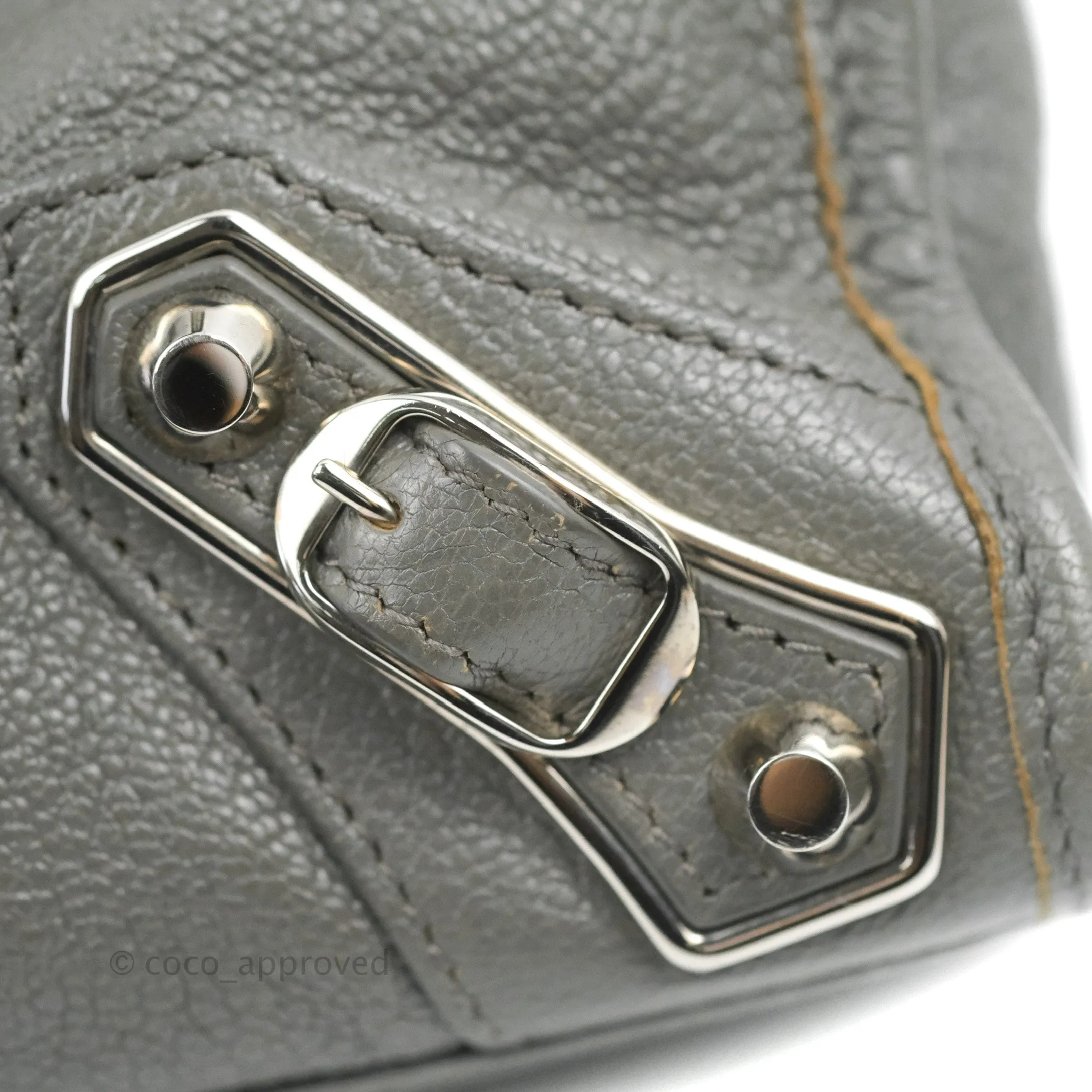 Balenciaga Classic Mini City Bag Grey Aged Calfskin Silver Hardware