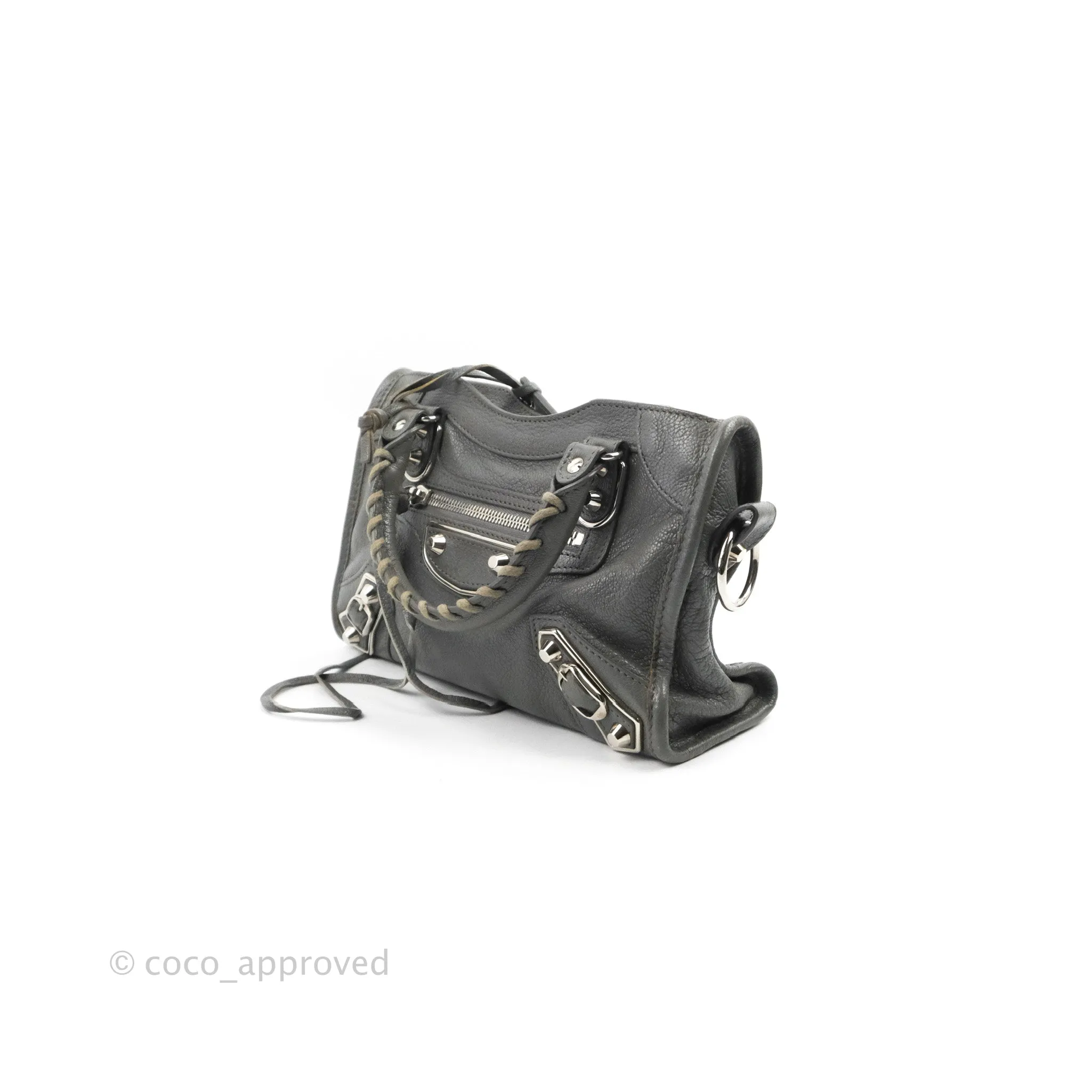 Balenciaga Classic Mini City Bag Grey Aged Calfskin Silver Hardware