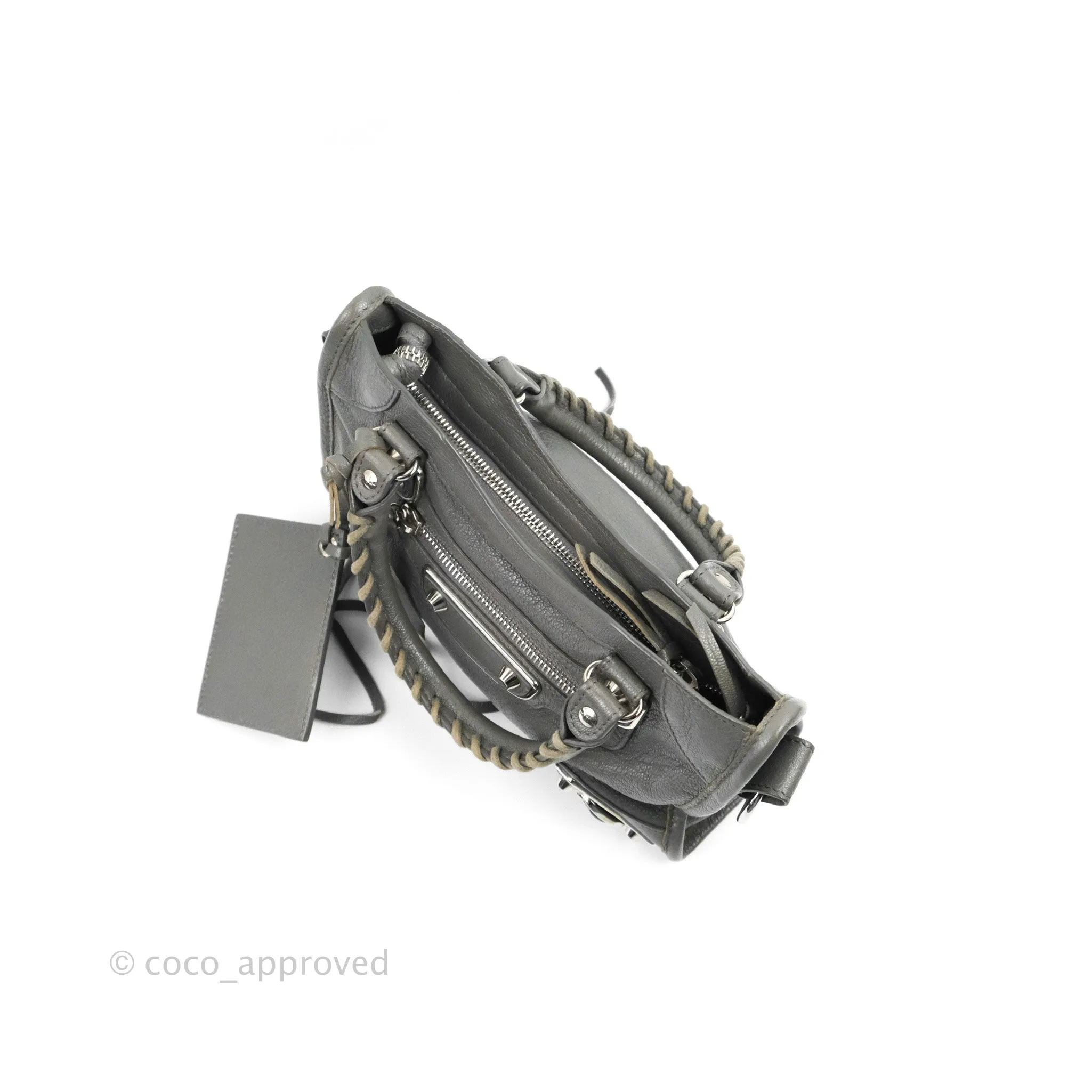 Balenciaga Classic Mini City Bag Grey Aged Calfskin Silver Hardware
