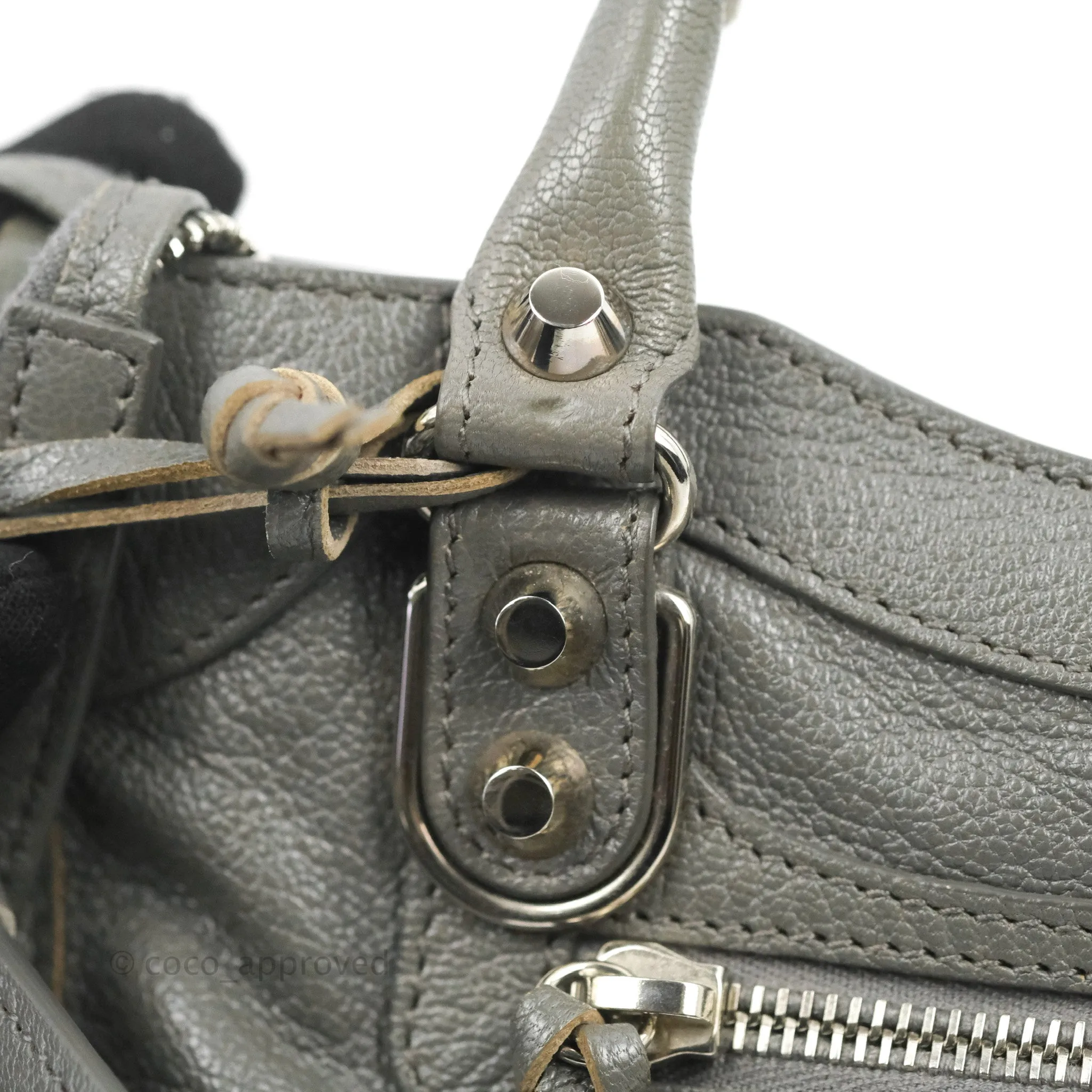 Balenciaga Classic Mini City Bag Grey Aged Calfskin Silver Hardware