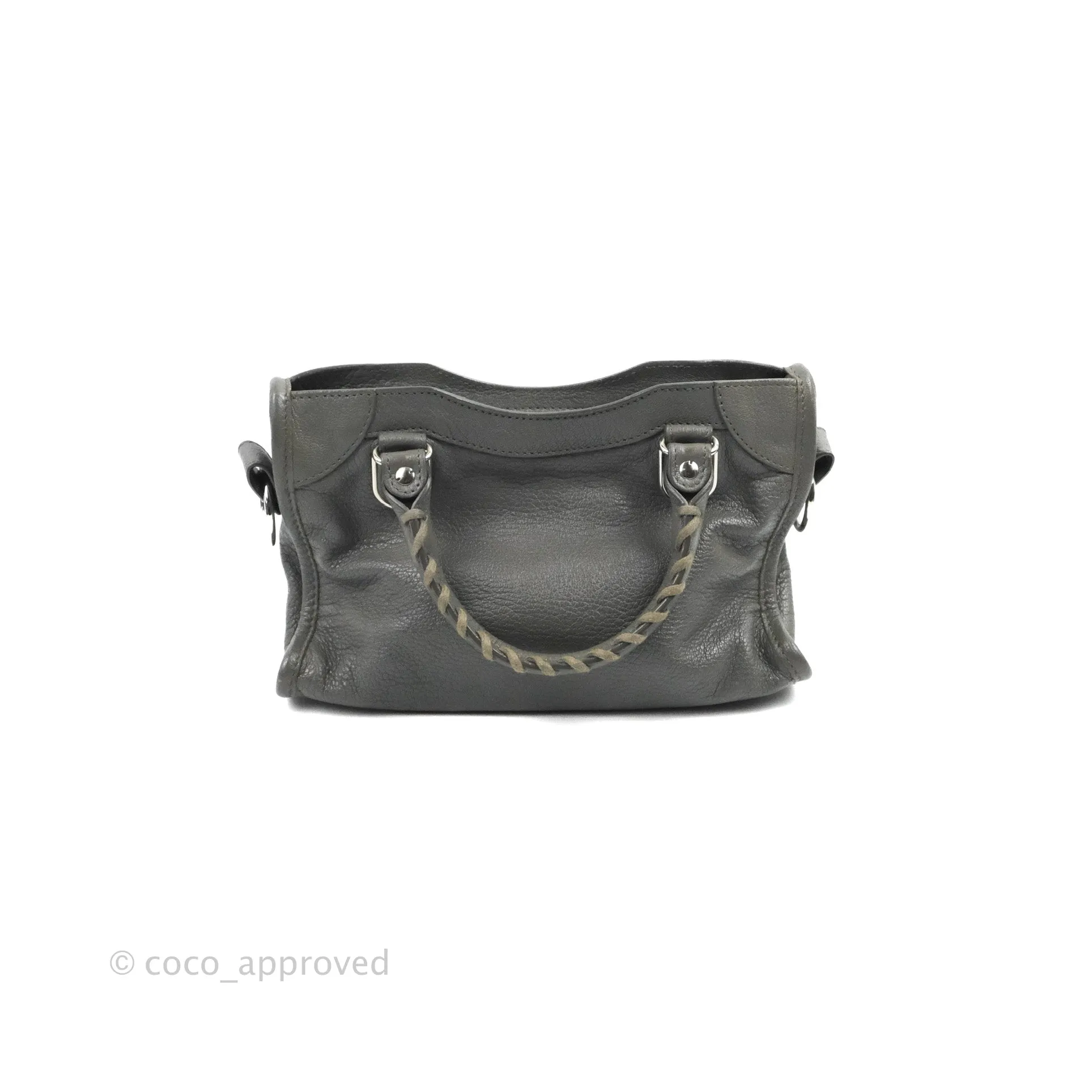 Balenciaga Classic Mini City Bag Grey Aged Calfskin Silver Hardware
