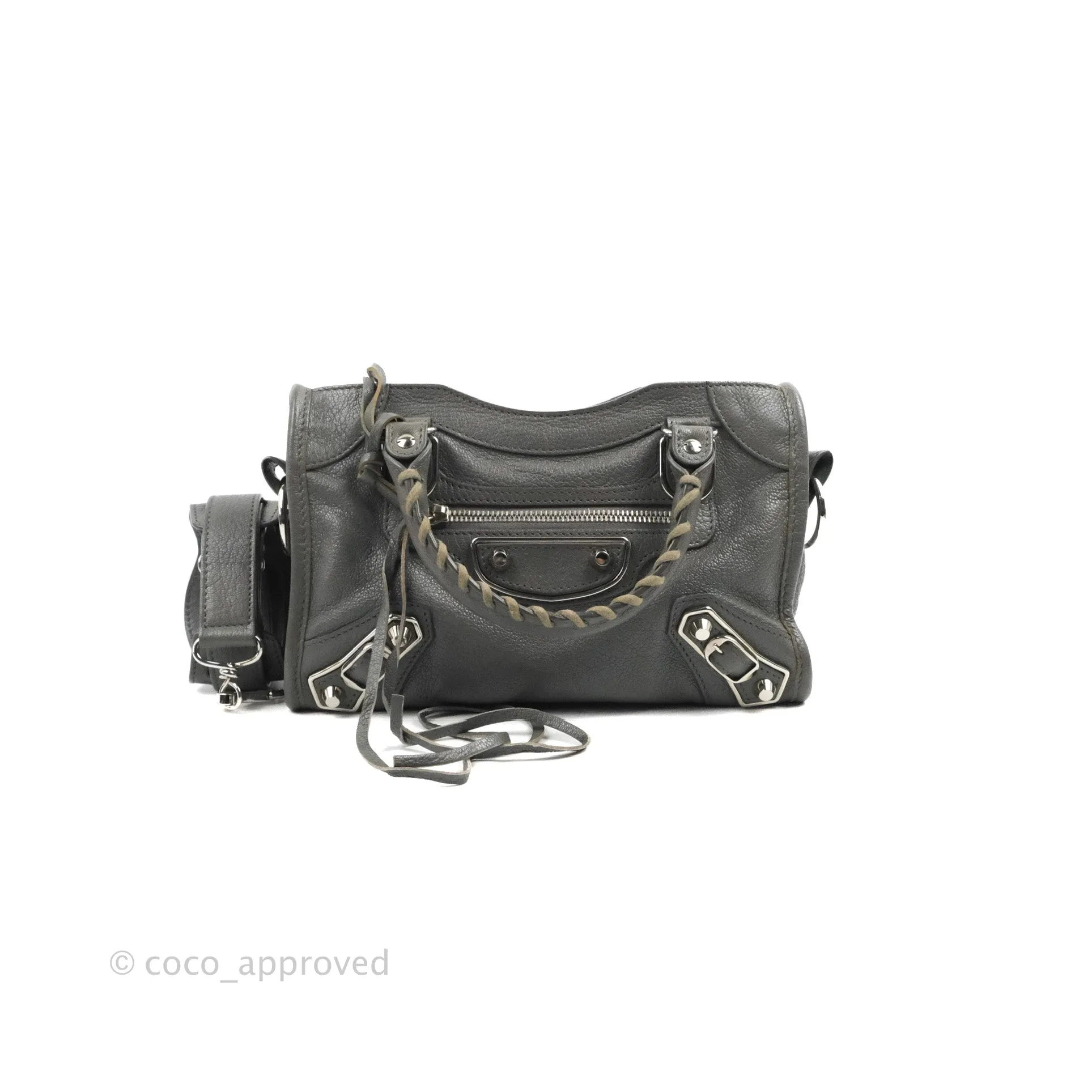 Balenciaga Classic Mini City Bag Grey Aged Calfskin Silver Hardware