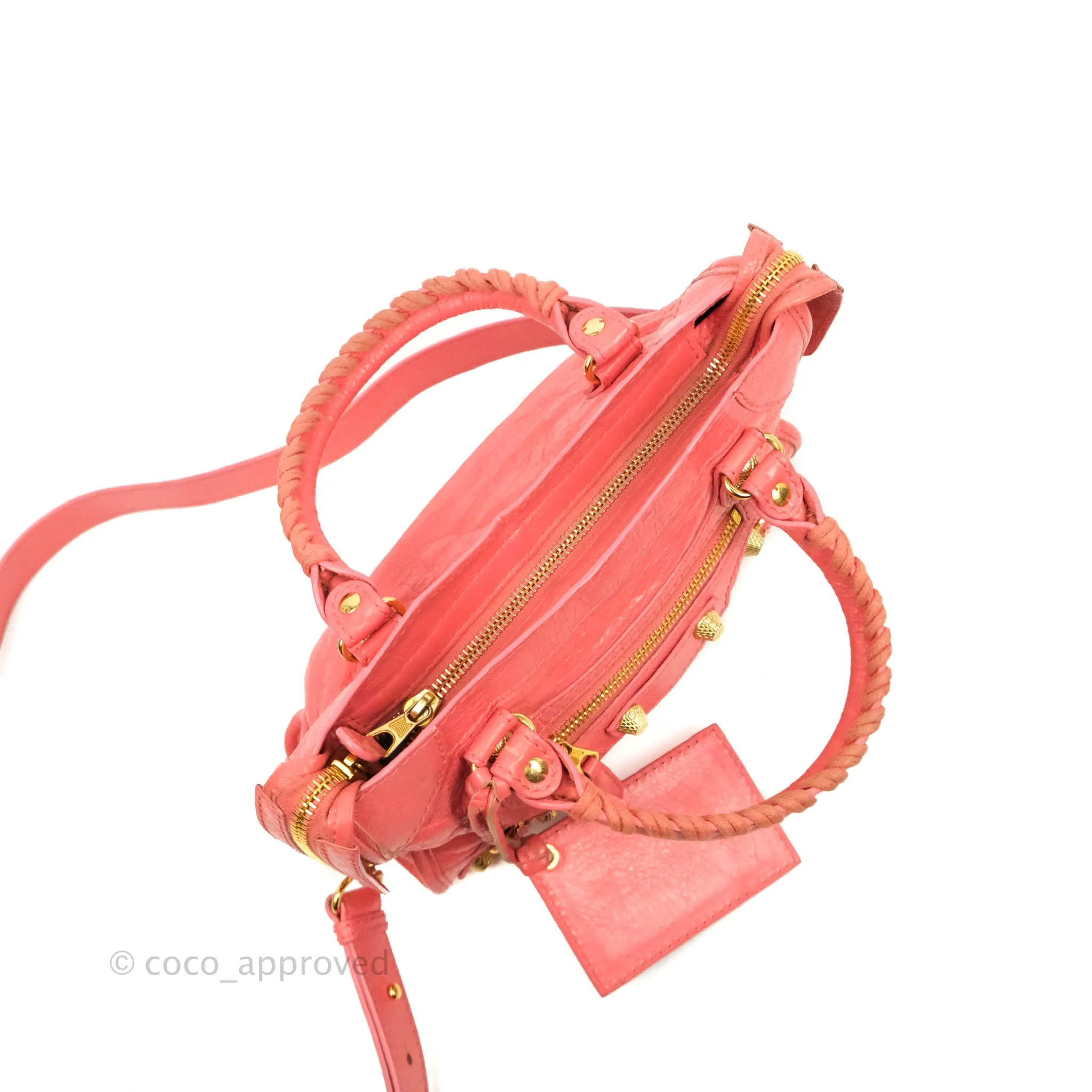Balenciaga Classic Mini City Bag Pink Aged Calfskin Gold Hardware