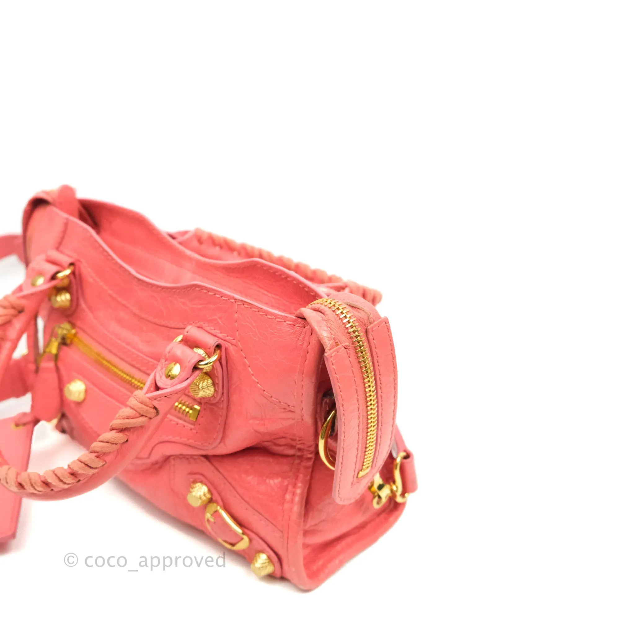 Balenciaga Classic Mini City Bag Pink Aged Calfskin Gold Hardware