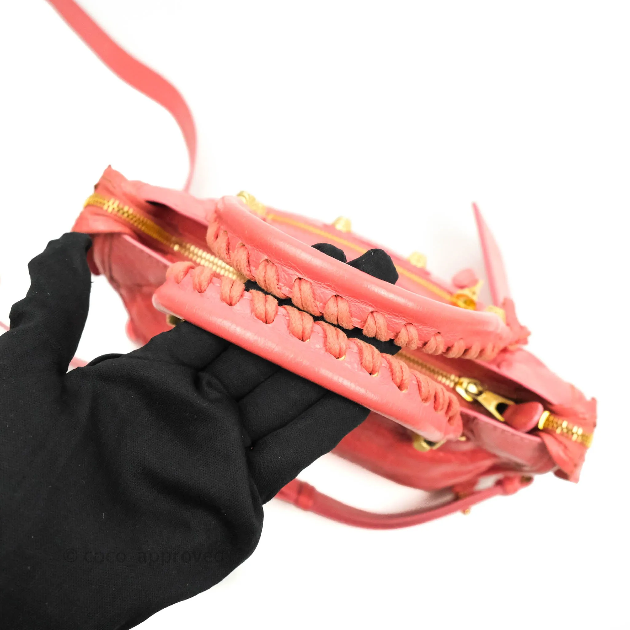 Balenciaga Classic Mini City Bag Pink Aged Calfskin Gold Hardware