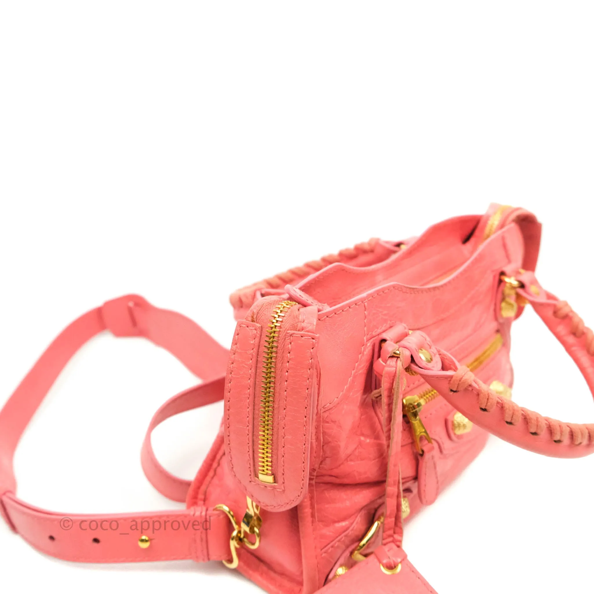 Balenciaga Classic Mini City Bag Pink Aged Calfskin Gold Hardware