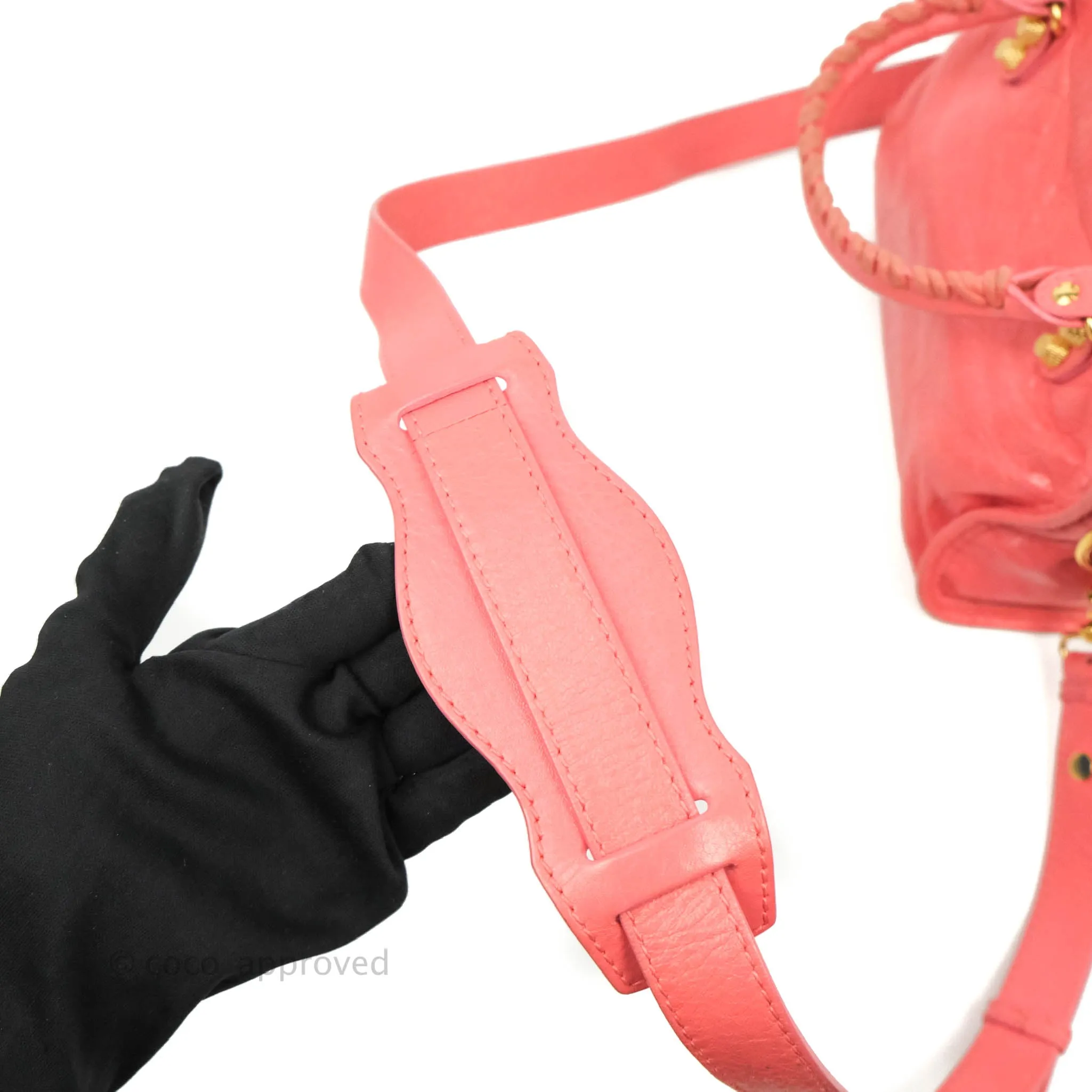 Balenciaga Classic Mini City Bag Pink Aged Calfskin Gold Hardware
