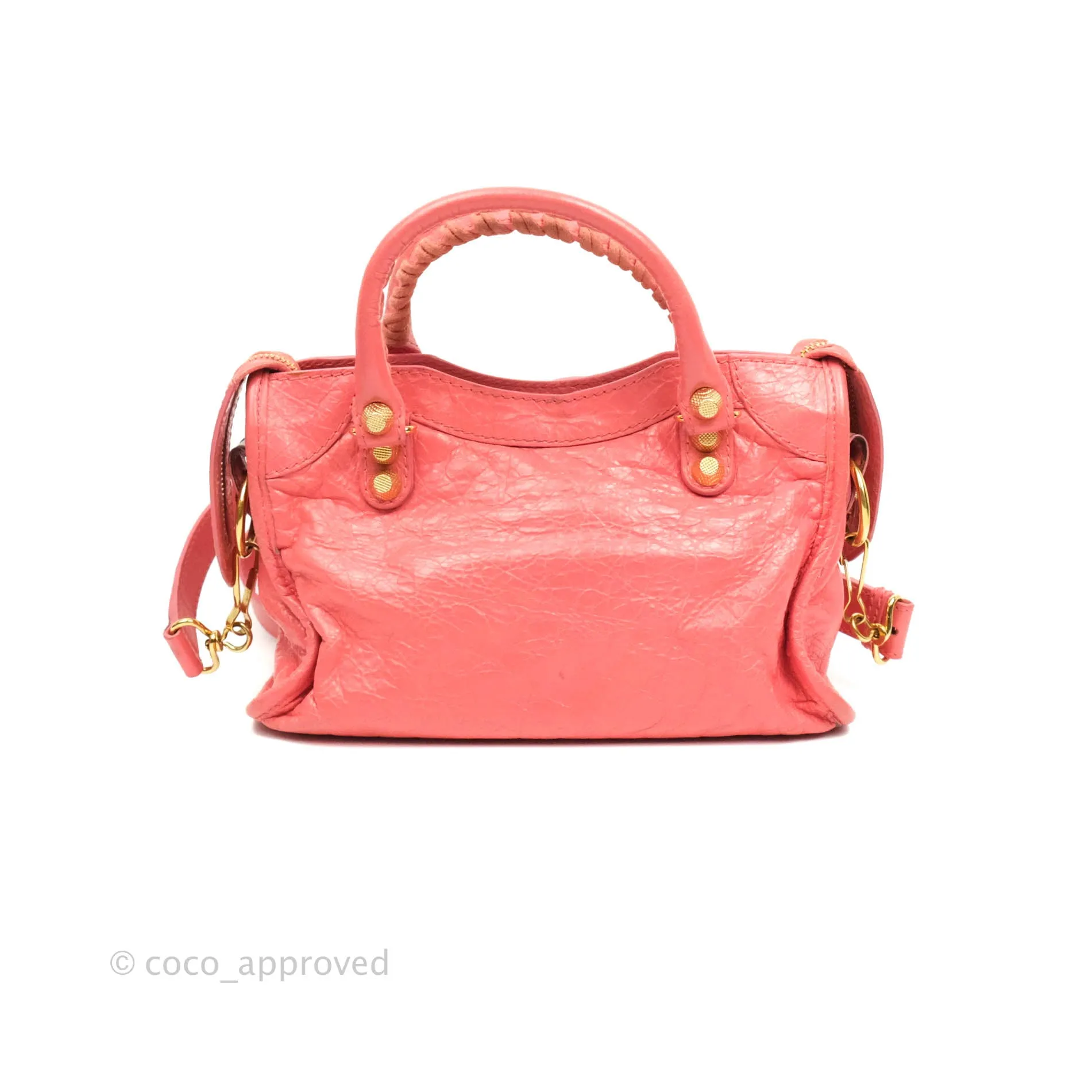Balenciaga Classic Mini City Bag Pink Aged Calfskin Gold Hardware