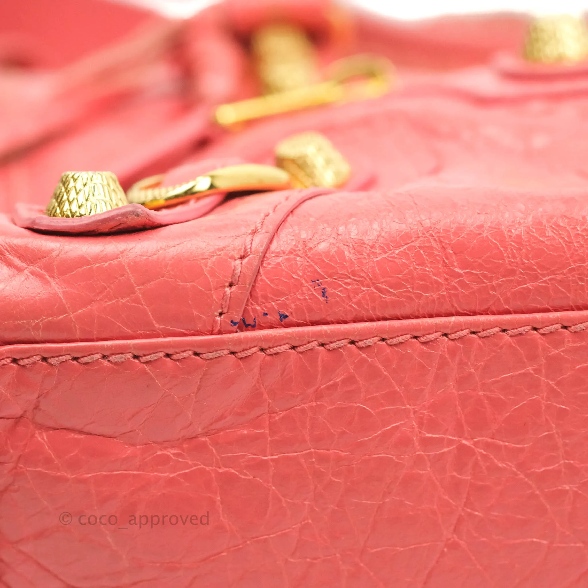 Balenciaga Classic Mini City Bag Pink Aged Calfskin Gold Hardware