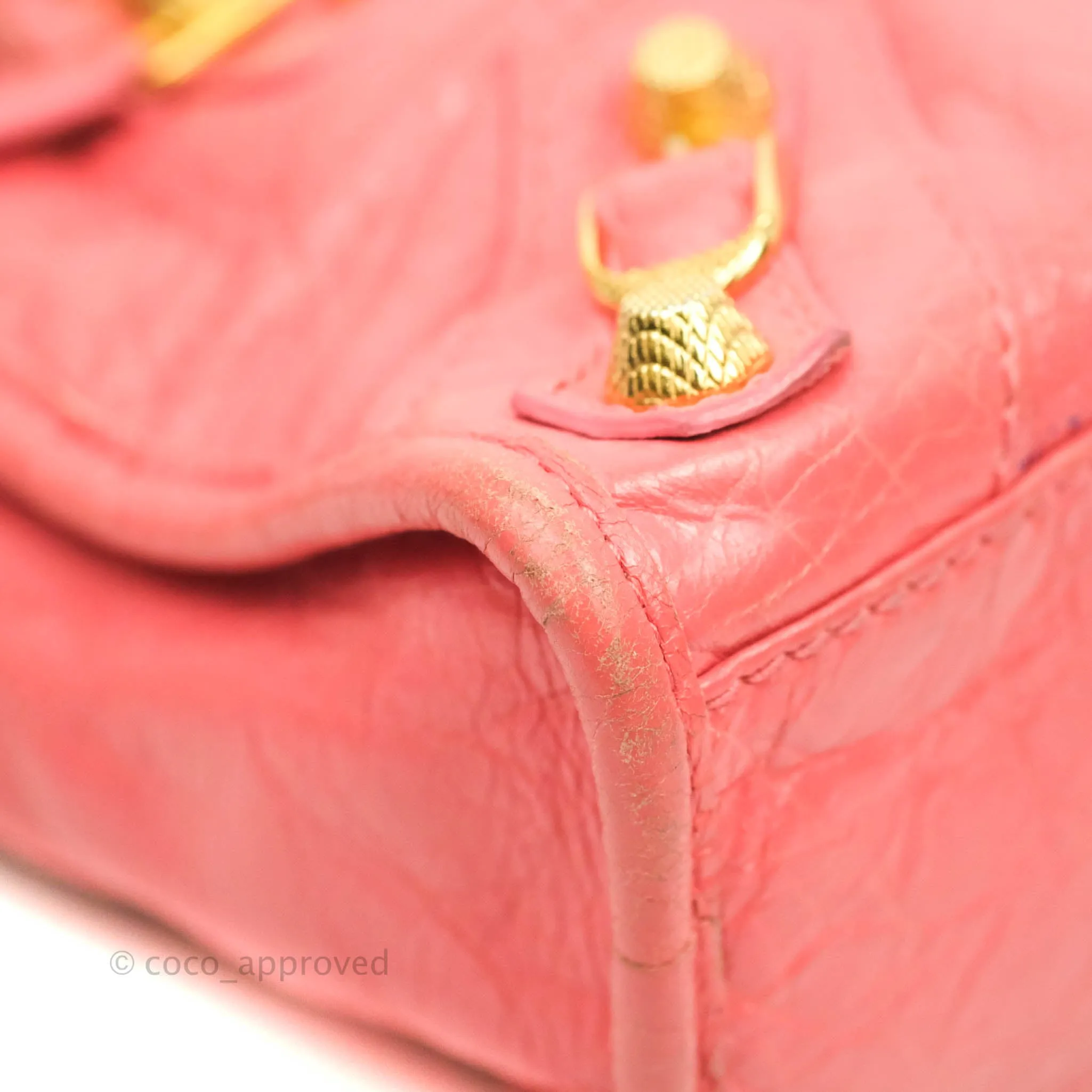 Balenciaga Classic Mini City Bag Pink Aged Calfskin Gold Hardware