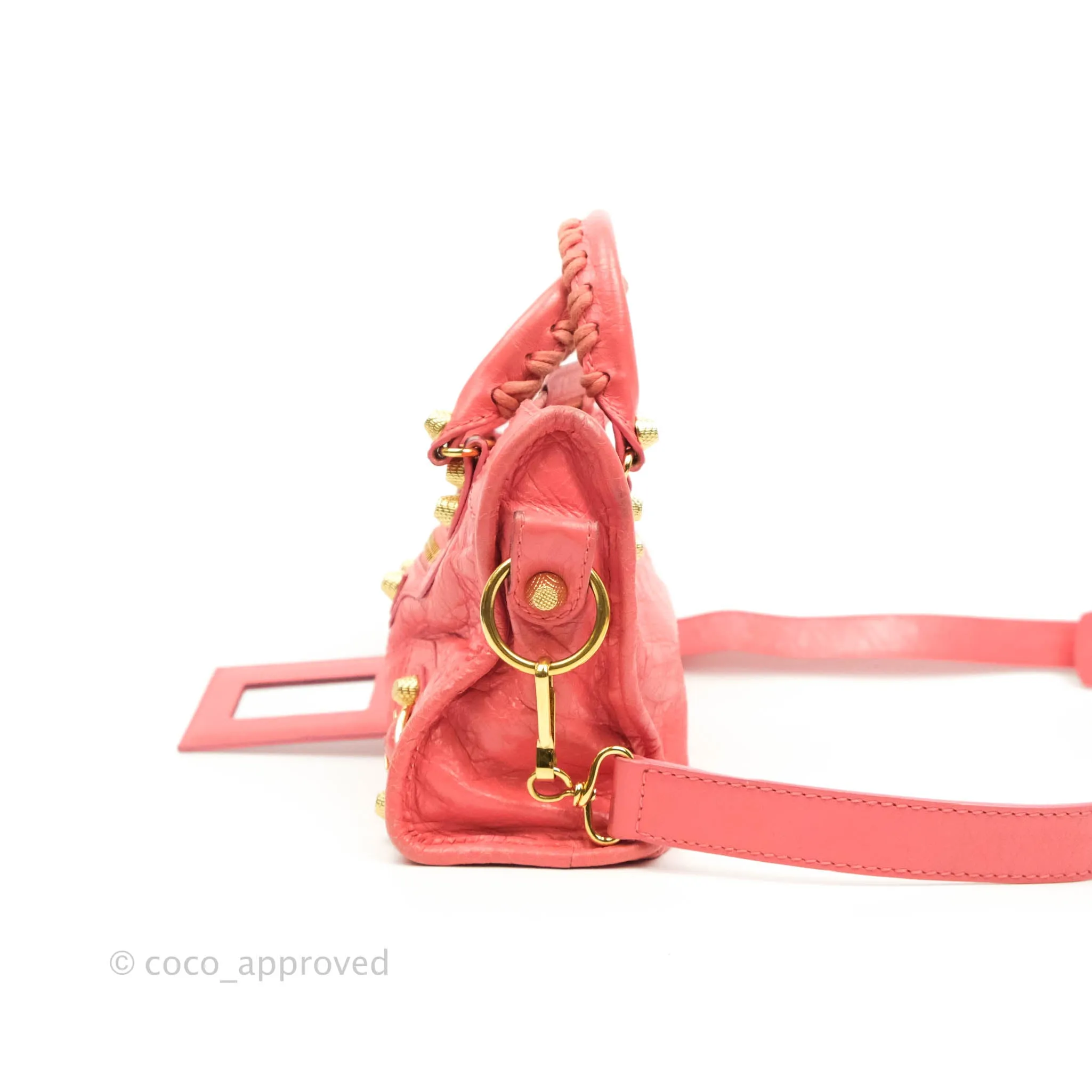 Balenciaga Classic Mini City Bag Pink Aged Calfskin Gold Hardware