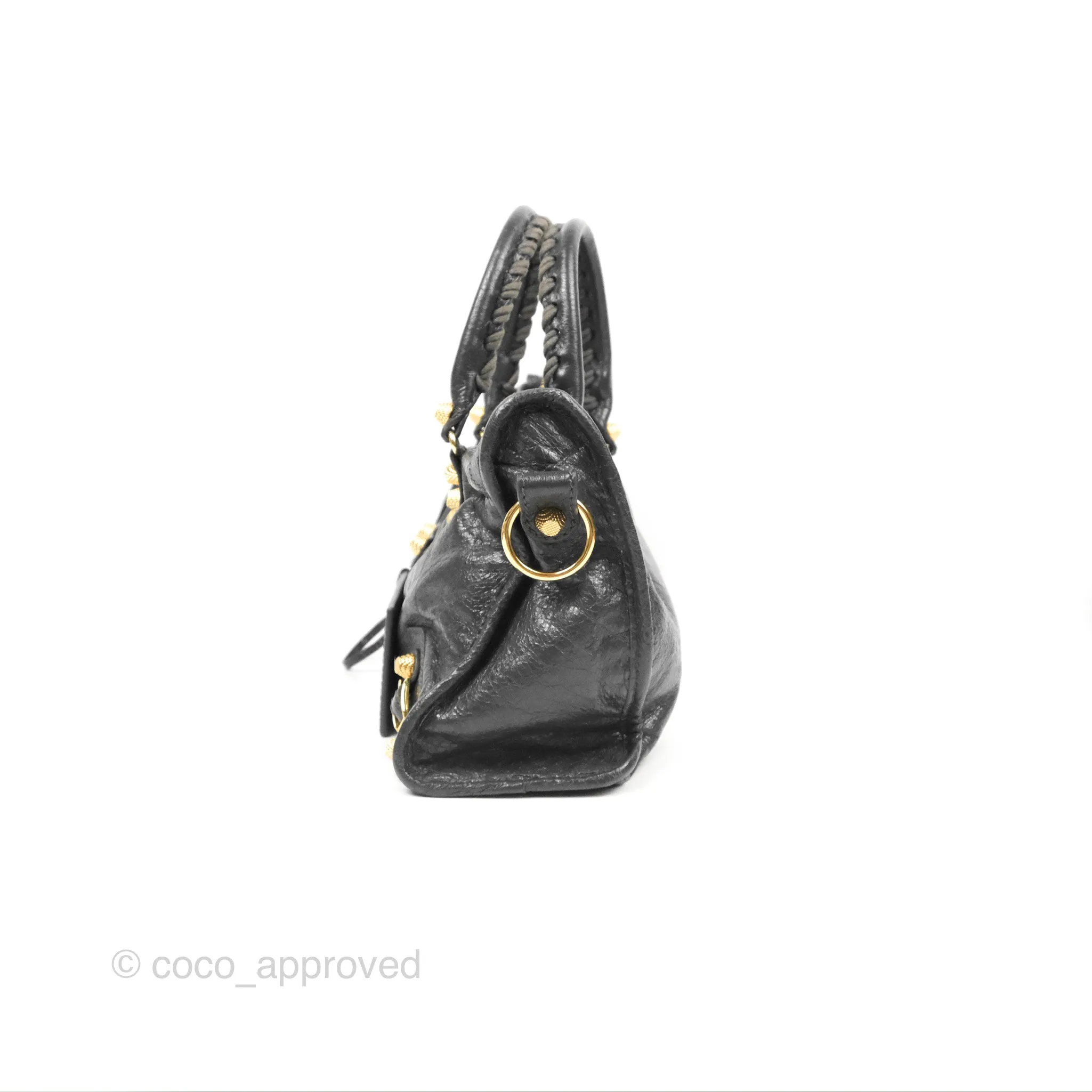 Balenciaga Classic Small City Bag Dark Grey Aged Calfskin Gold Hardware