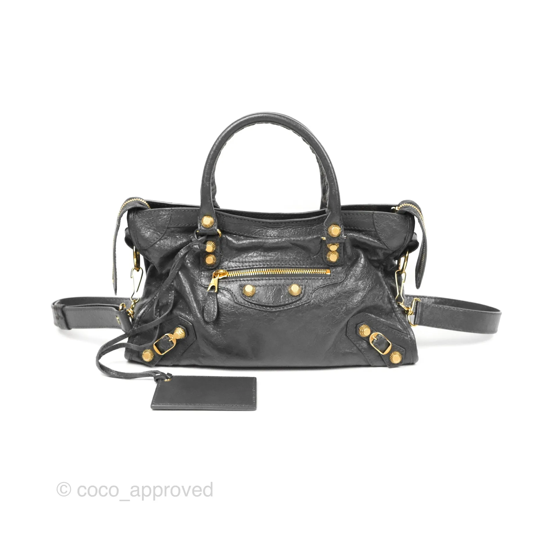 Balenciaga Classic Small City Bag Dark Grey Aged Calfskin Gold Hardware